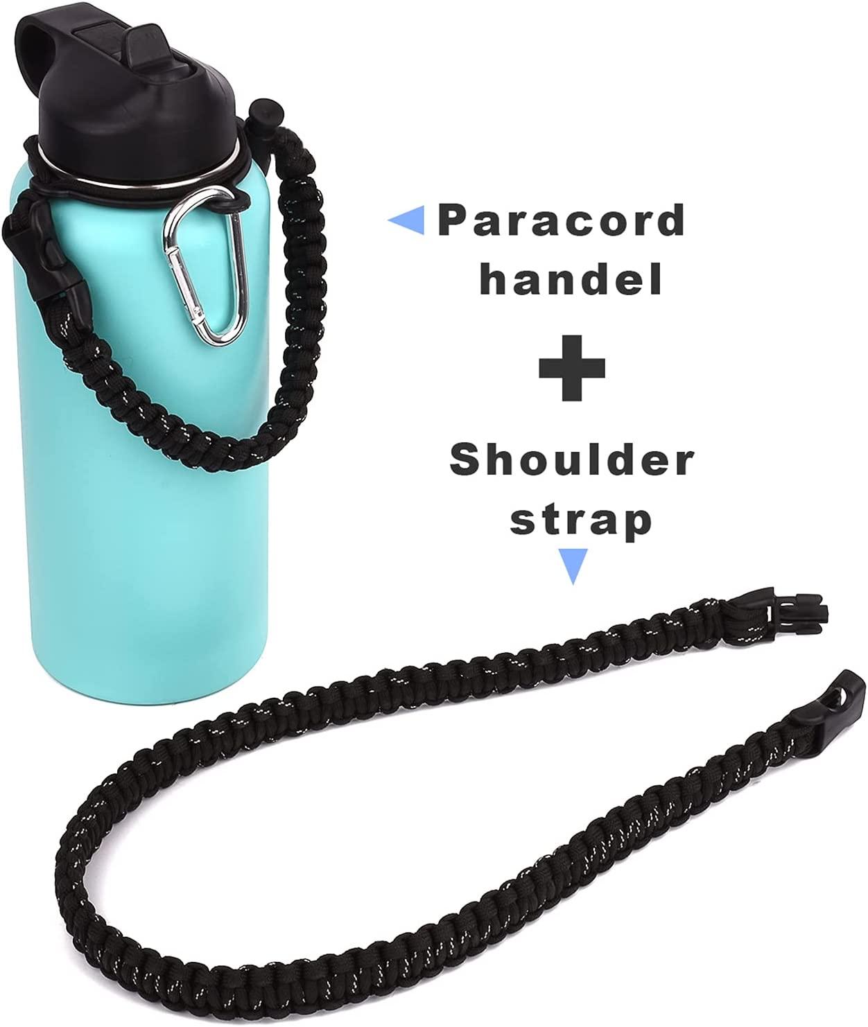 iLVANYA Paracord Handle with Shoulder Strap for Hydro Flask Wide Mouth  Bottles, Paracord Strap Carrier for 12oz to 64oz Bottle