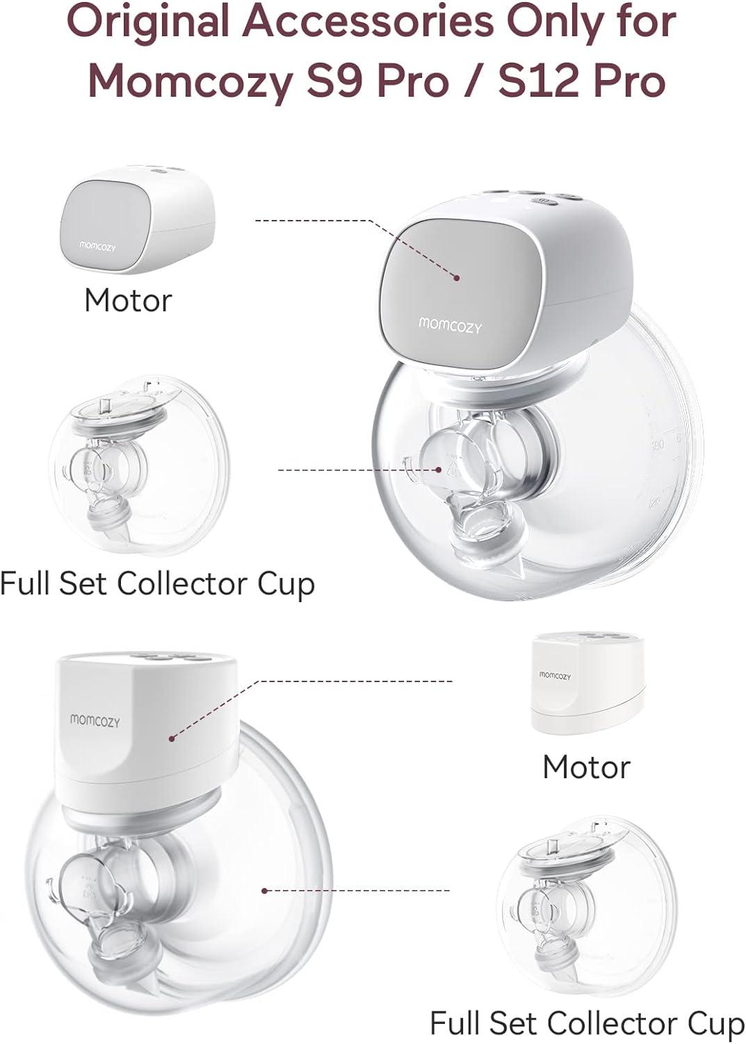 Momcozy Full Set Collector Cup for Momcozy S9 Pro/S12 Pro NOT for S9/S12.  Original S9 Pro/S12 Pro Breast Pump Replacement Accessories (180ml with  Double-Sealed Flange 24mm) DL Overall