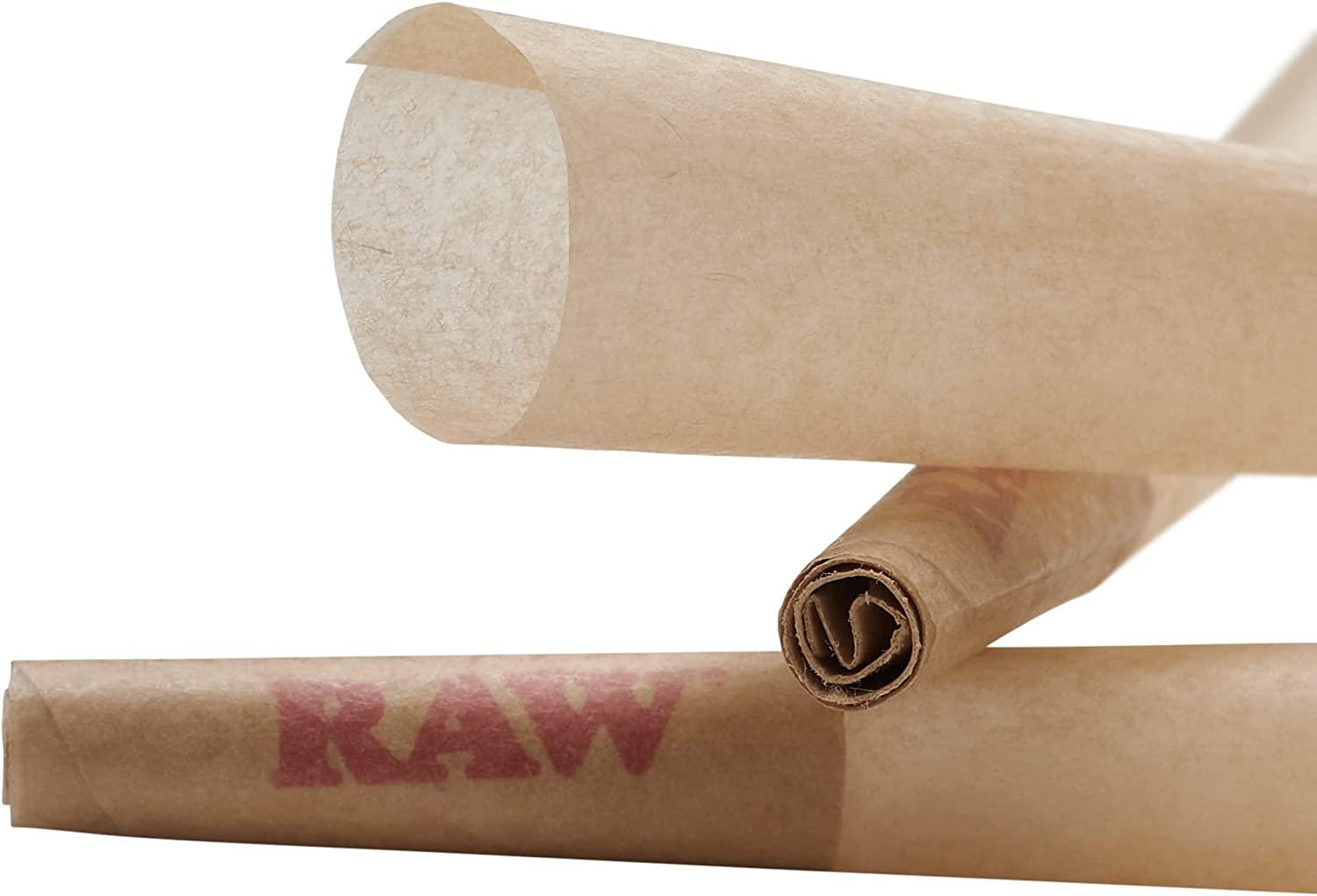 RAW Cones 98 Special: 50 Pack Patented Slow Burning Pre Rolled Cones  Rolling Papers & Tips All Natural RAWthentic, Holds 1 Gram, Green Blazer  Tube