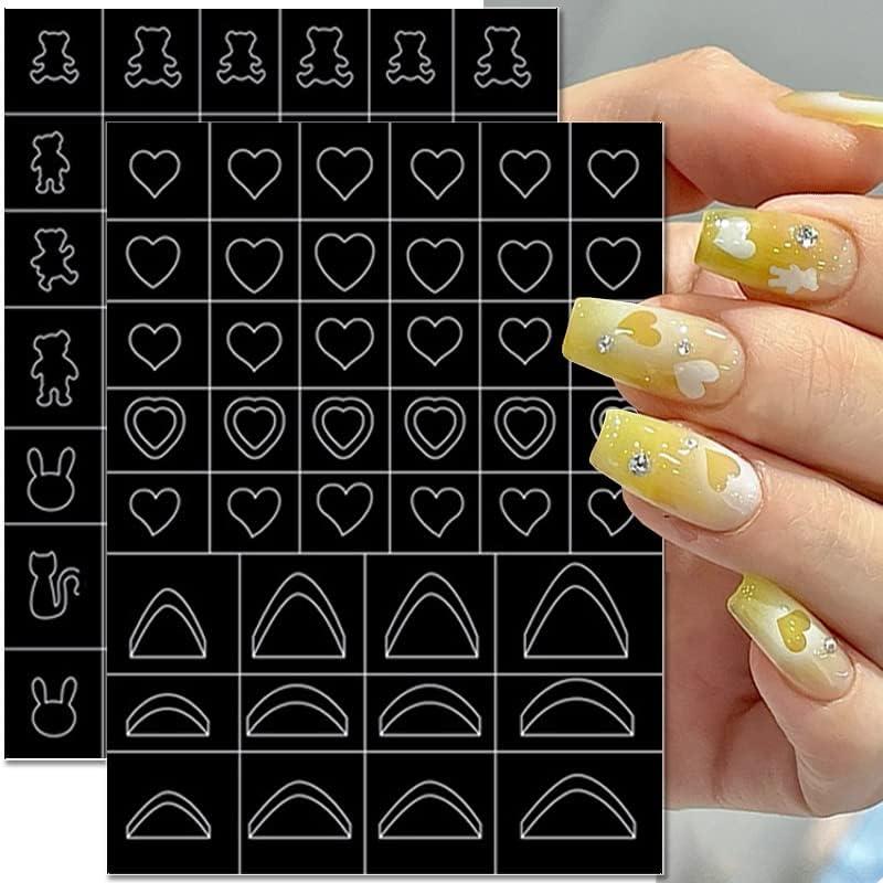 24 Sheets Airbrush Stencils Nail Stickers for Nails Heart Butterfly Flower  Moon Stars Hollow French Nail Art Sticker Decals Printing Templates Stencil  Tool Manicure Tips DIY Decorations 1 24sheet