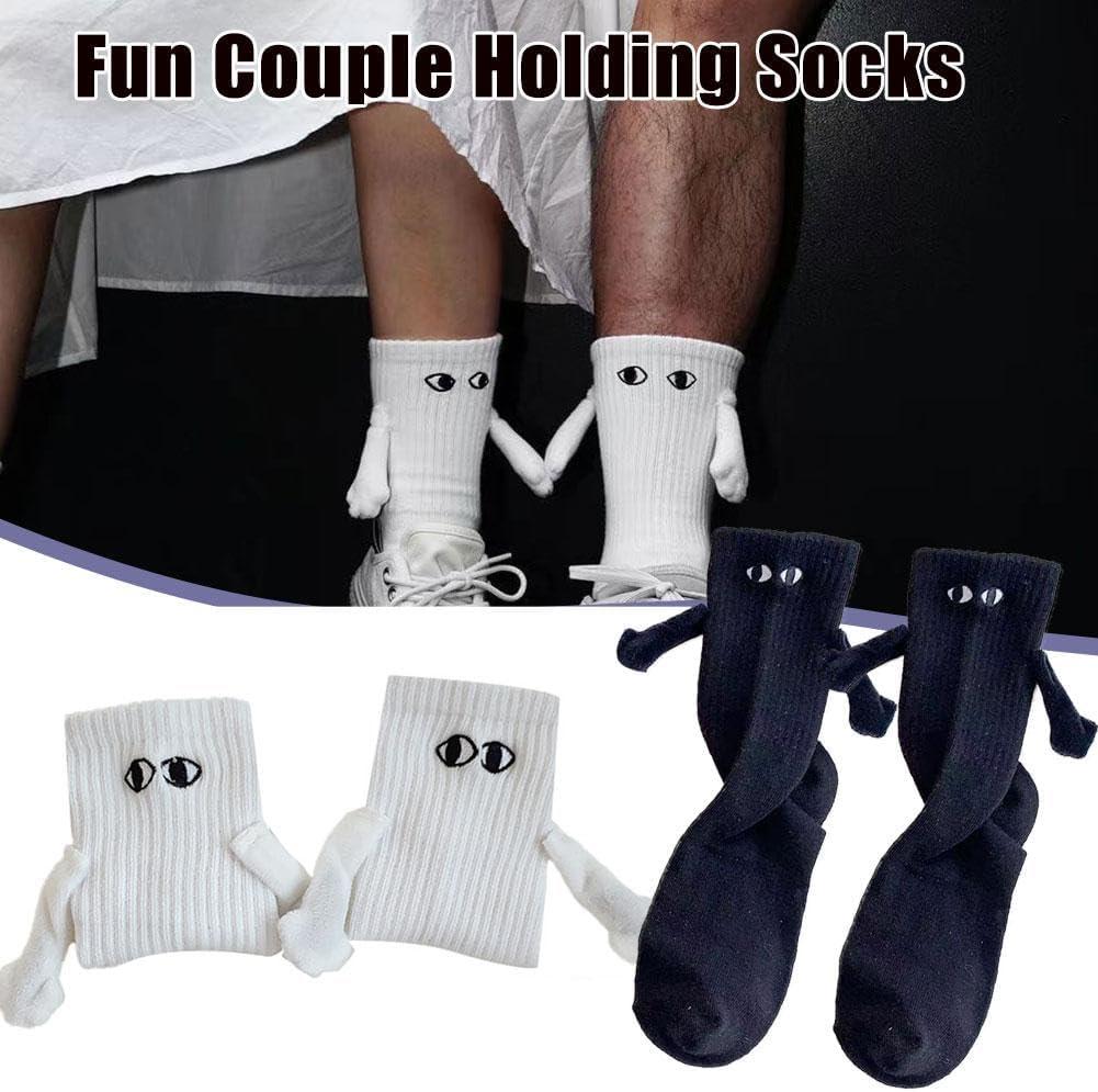 HFINGAQEX Funny Magnetic Doll Couple Socks Novelty 3D Doll Couple Socks  Funny Socks for Women Men Unisex Funny Couple Holding Hands Sock for Couple  2pair White+black-a