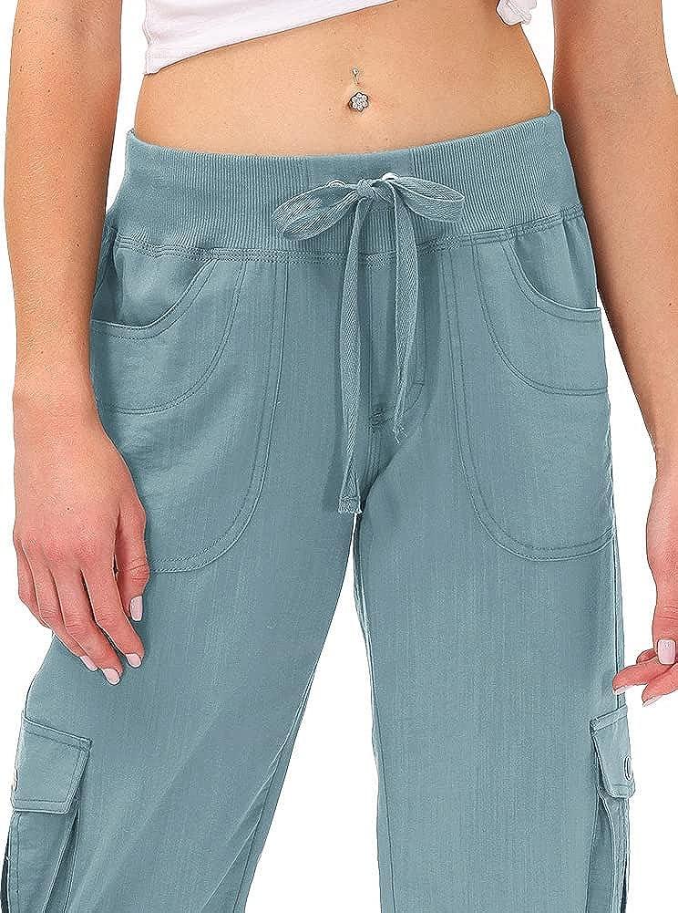MoFiz Womens Capri Pants Lightweight Elastic Waist Golf Pants and Womens  Work Pants with Pockets Ac-silver Gray X-Small