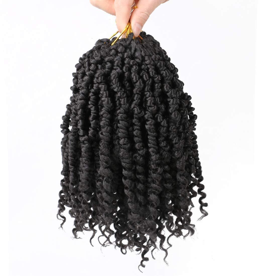 Short Passion Twist Hair,10 Inch Water Wave Crochet Hair 7 Packs Passion Twist  Crochet Hair For Women Natural Black Bohemian Synthetic Curly Braiding Hair  Extensions(10in,1b)