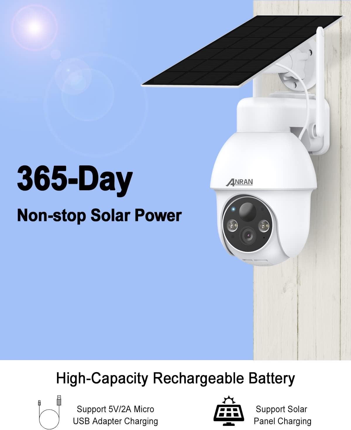 Security Cameras Wireless Outdoor-2K Cameras for Home Security Outside  Solar/Battery Powered 2.4G WiFi, 360° Color Night Vision, 2 Way Audio, PIR