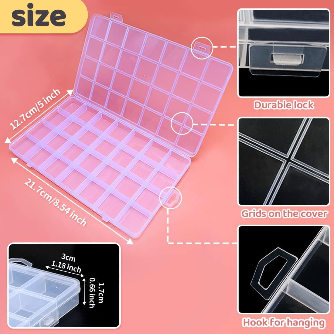 IOOLEEM 28 Grids Plastic Bead Organizer Box Organizer Container Storage Box  Dividers for bead arts and crafts. Clear 8.6x5x0.66 inch (1 Pack)