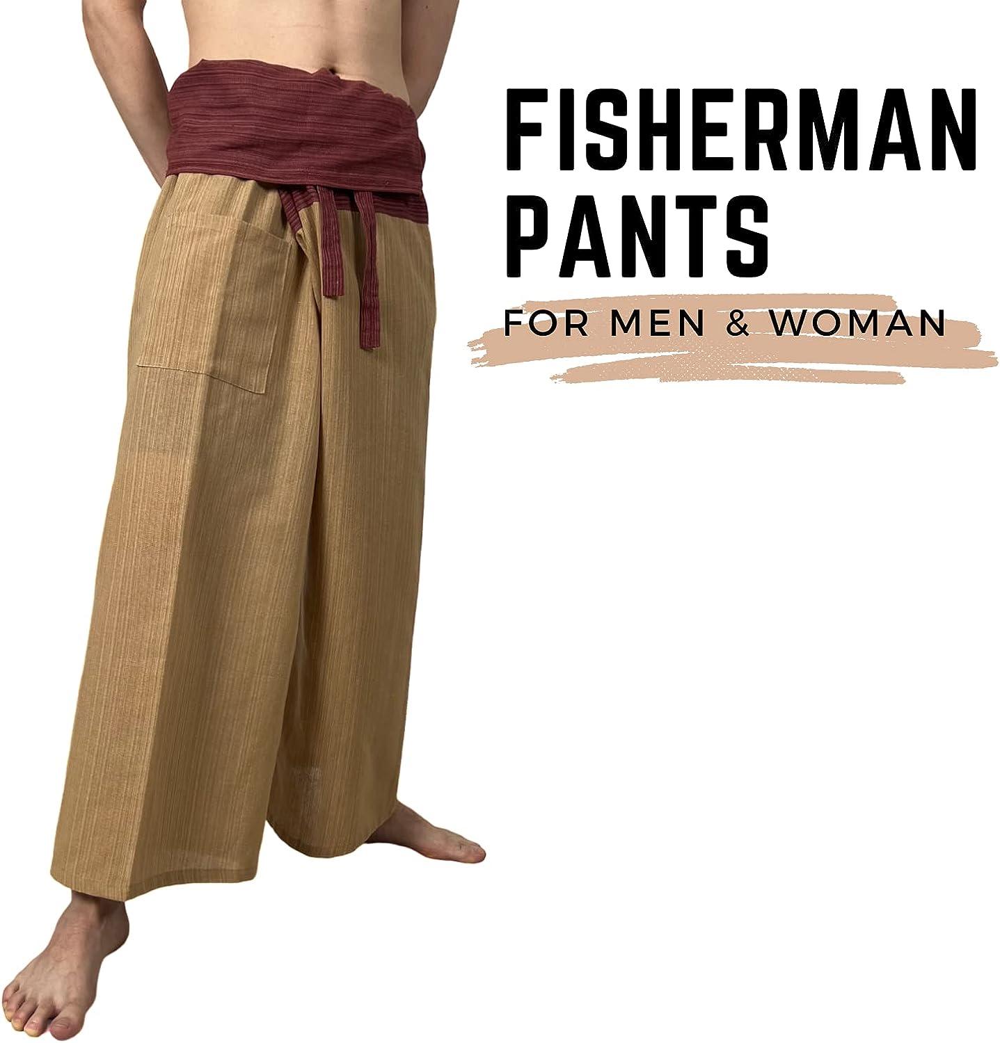 SUMALEE - 2 Tone Thai Fisherman Pants for Men & Women Trousers Perfect for  Yoga, Martial Arts, Pirate, Medieval, Japanese Samurai Pantalones