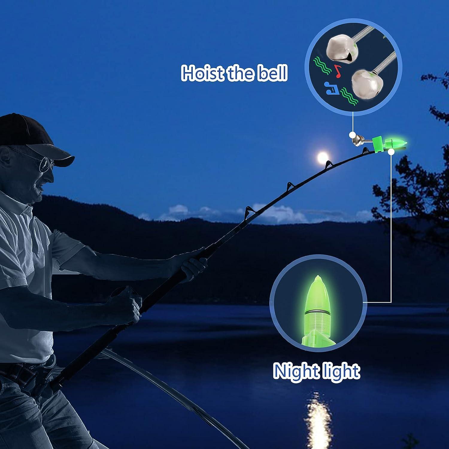 Fishing Rod Alarm Baits Alert Bell Night Fishing Bite Bells Clip with LED  Lights