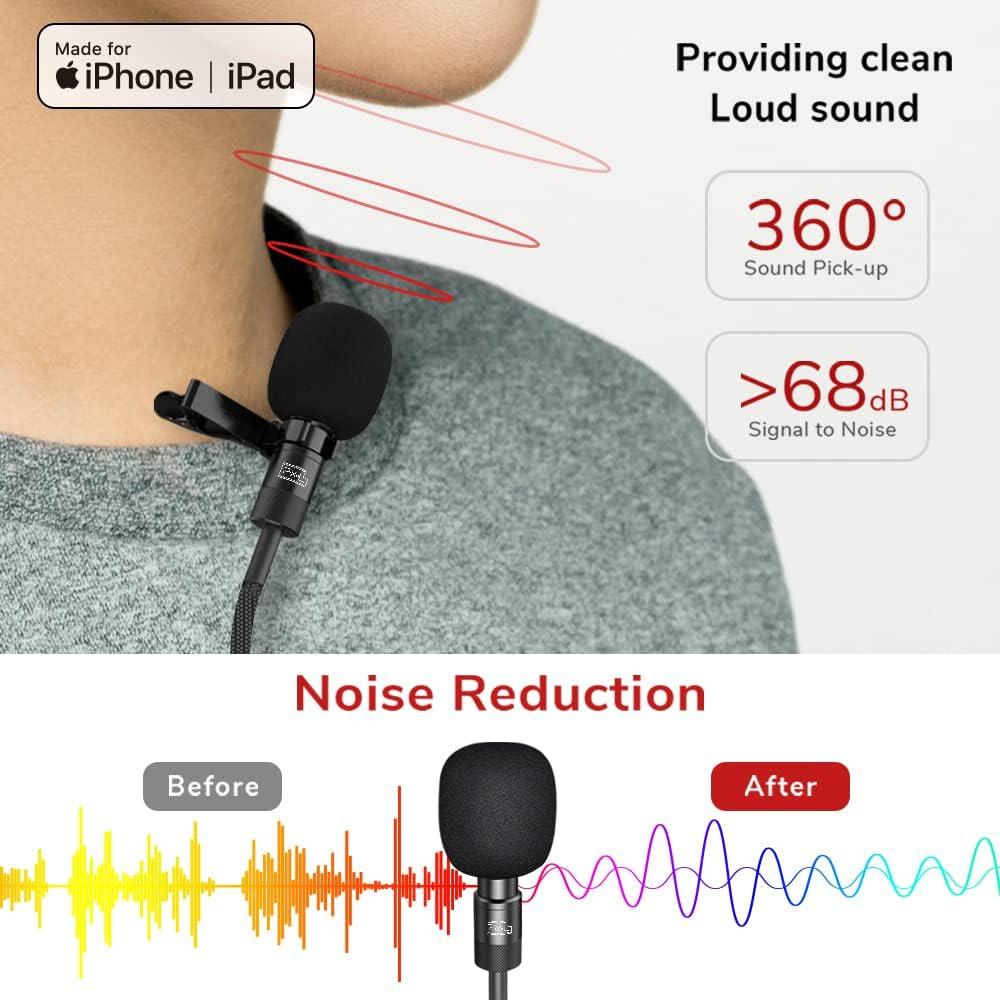 PIXEL Professional Lavalier Lapel Microphone for iPhone iPad Lav