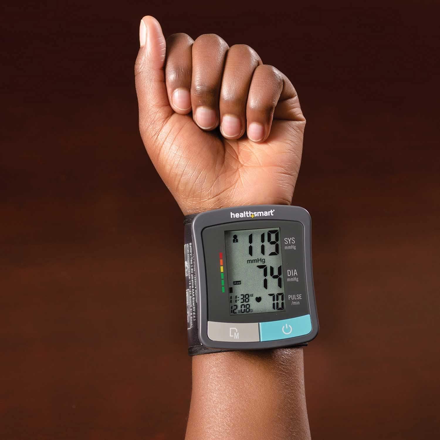HealthSmart Digital Standard Wrist Blood Pressure Monitor with Automatic  Adult Cuff That Displays Pulse Rate and Irregular Heartbeat Stores up to 60