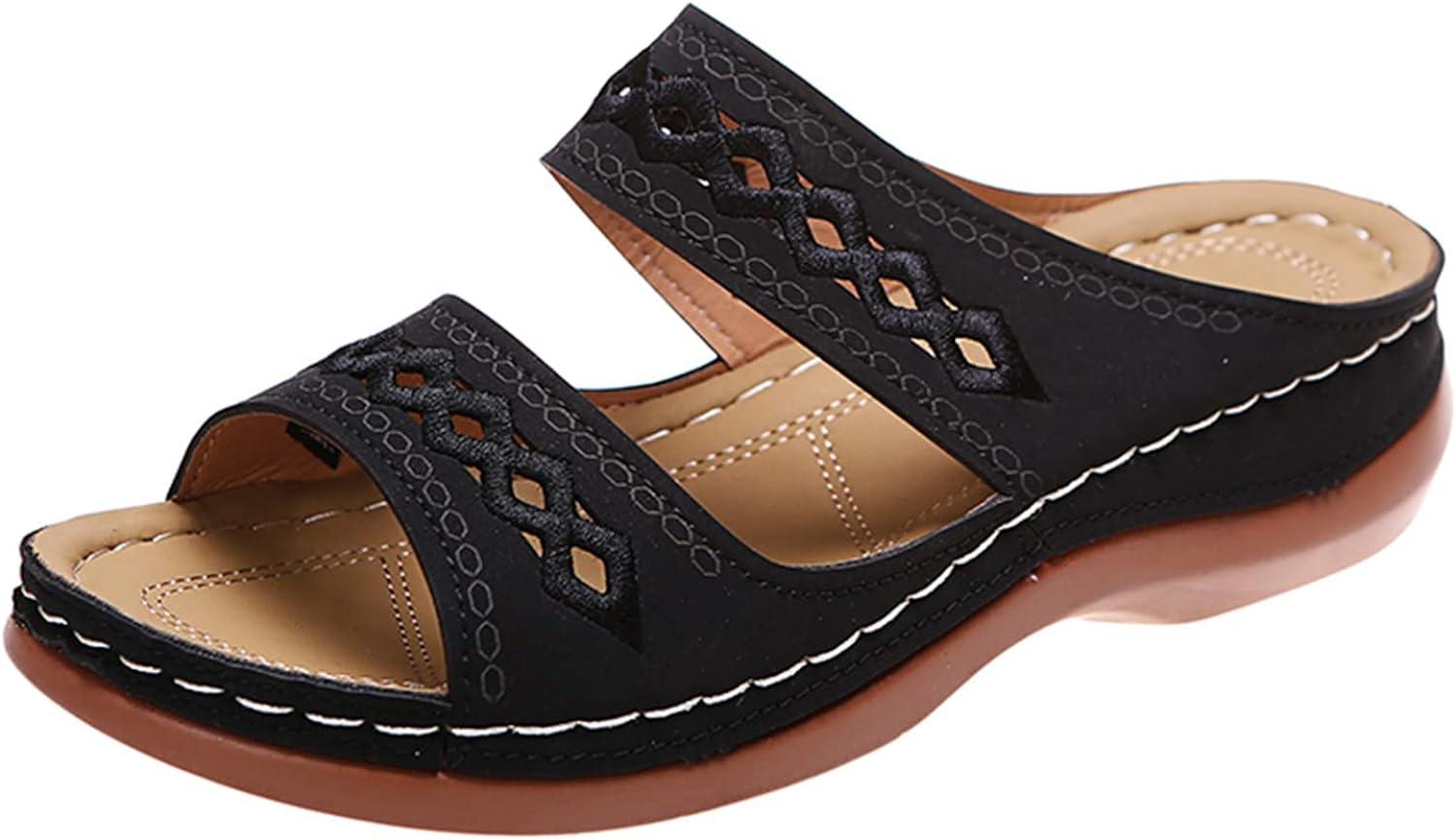 Ladies Foam Summer Walking Sandals Wedge Heel Memory Womens Wide