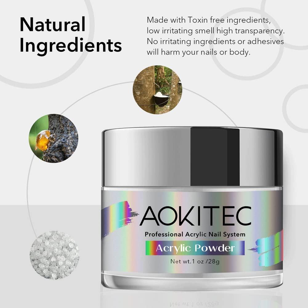 Aokitec 2oz Acrylic Powder for Nails, Professional Acrylic Nail Powder,Lasting White Acrylic Powder for Extension French Nail Art, Acrylic Nail