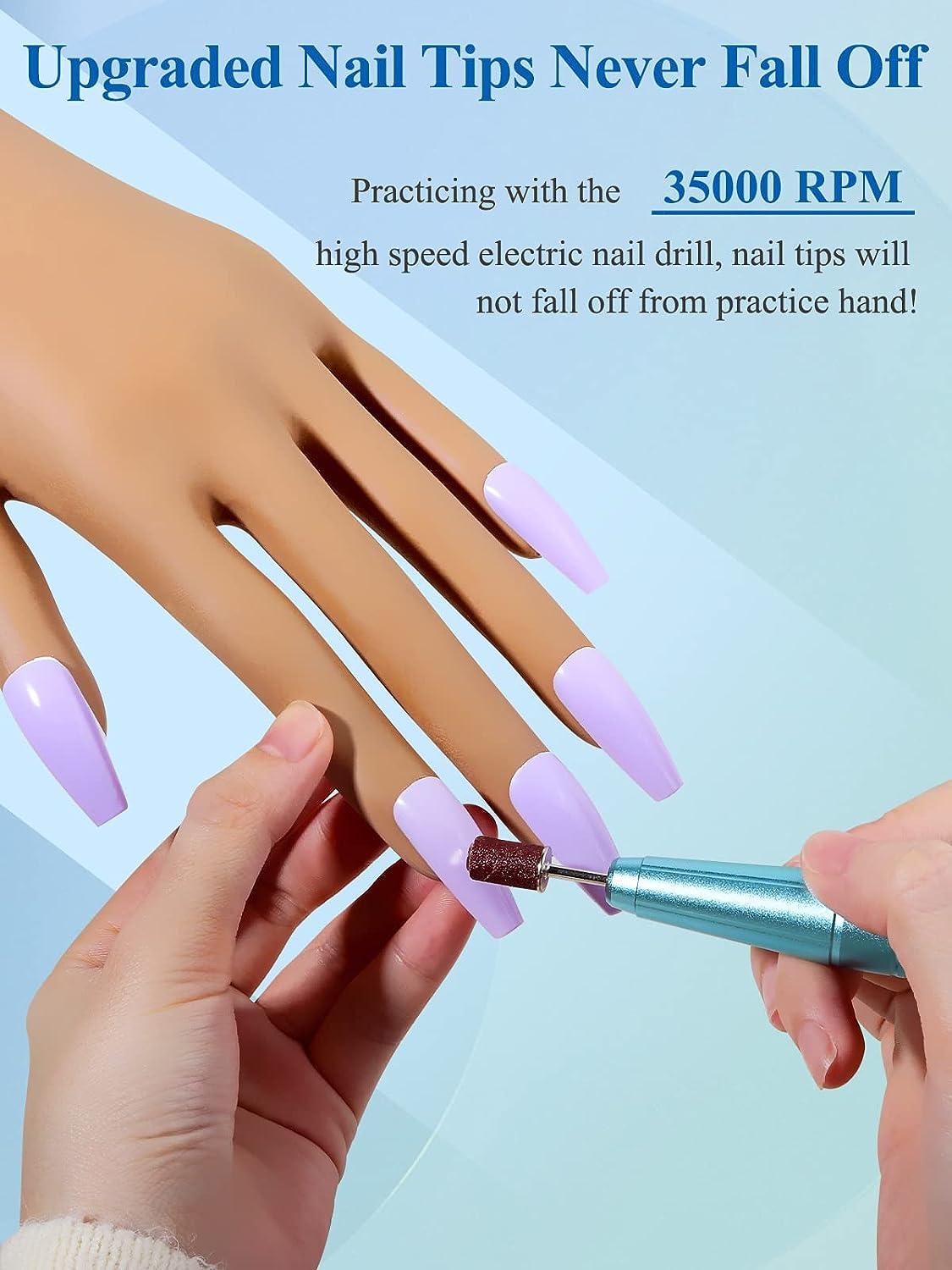 Practice Hand For Acrylic Nails - BTArtbox Upgraded Nail Tips Never Fall  Off Fingers Never Break Flexible Movable Nails Training Hand Ideal for  Practicing Nail Supplies LXJS-04 1 Count (Pack of Brown)