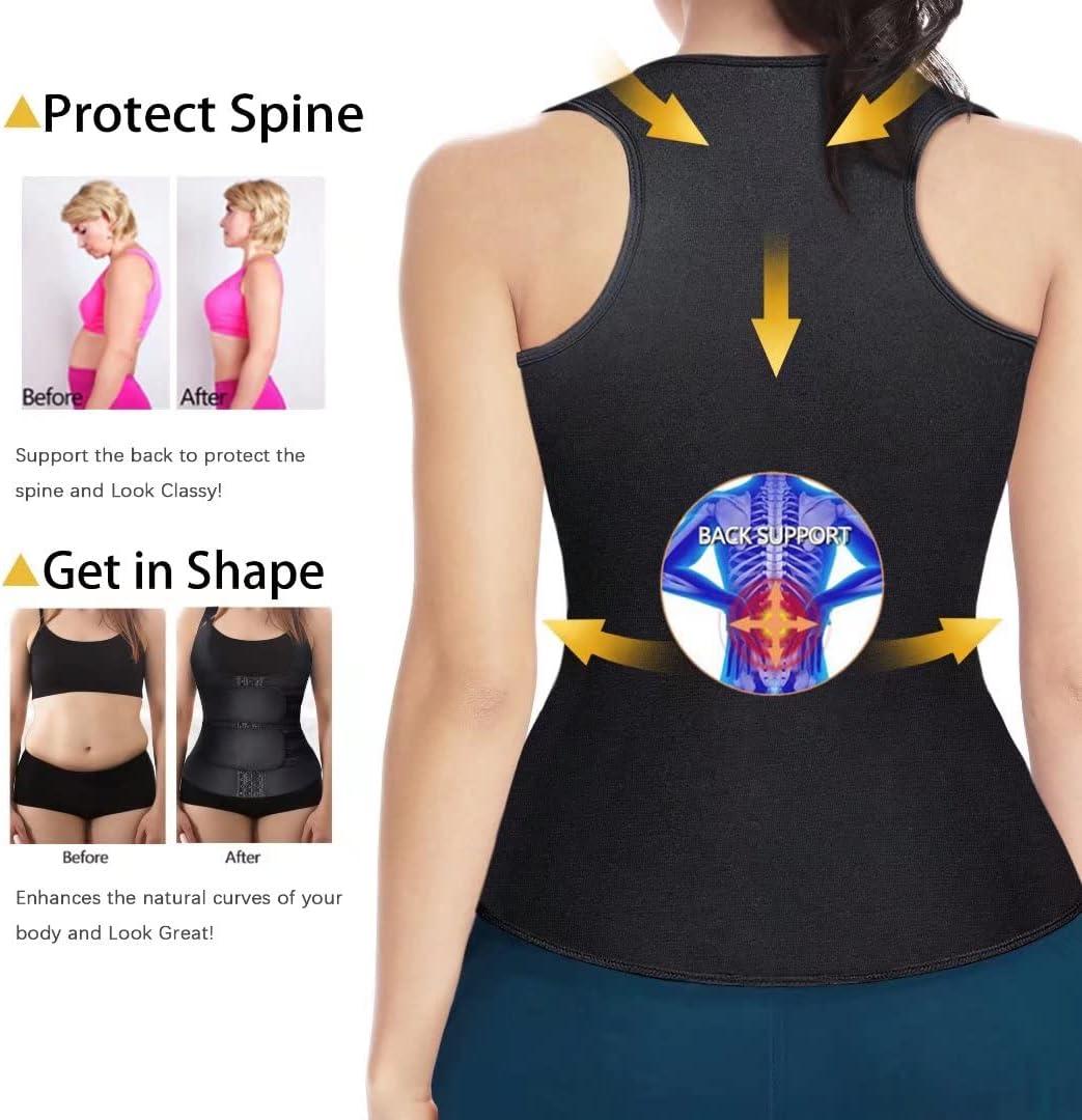 HOPLYNN Neoprene Sauna Sweat Waist Trainer Corset Trimmer Vest for Women  Tummy Control, Waist Cincher Body Shaper Black Double Belt Large