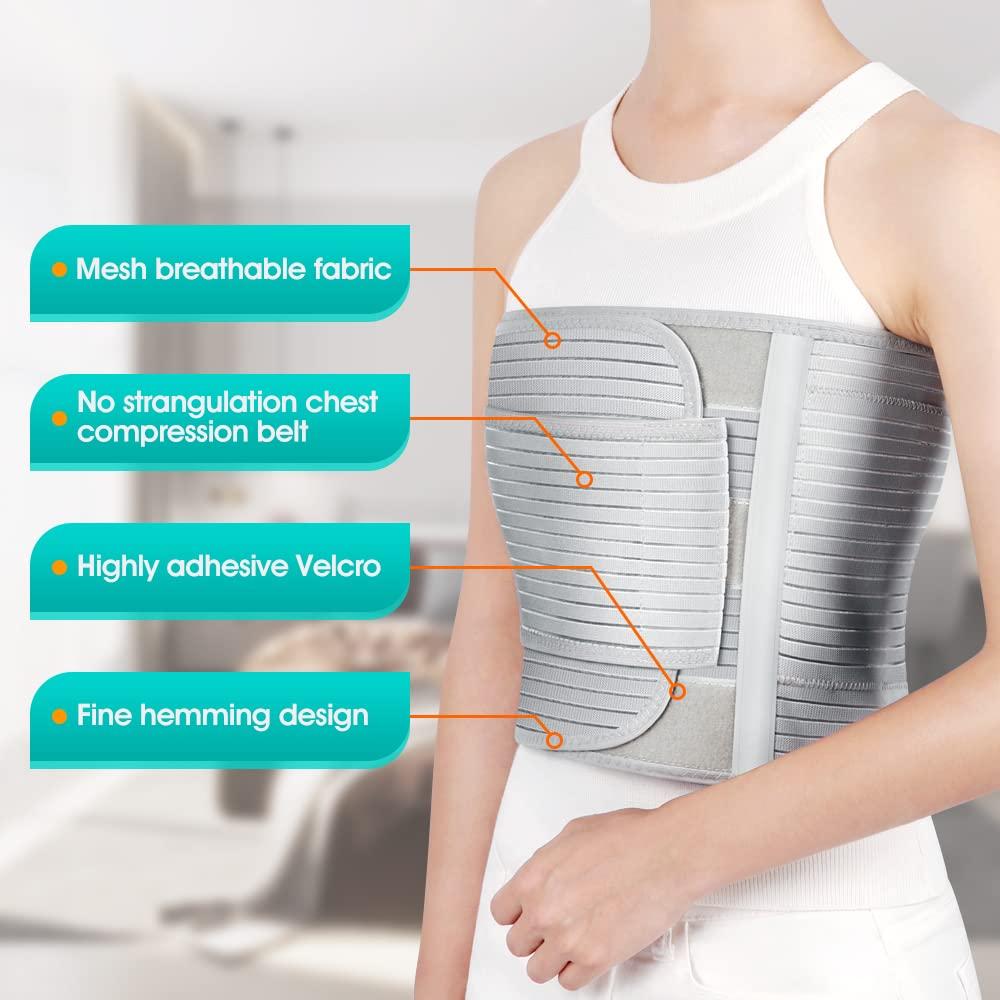 Rib Brace Chest Belt for Men and Women, Breathable Rib Chest Support Brace  Dislocated Ribs Protection Postoperation Belt for Rib Muscle Injuries