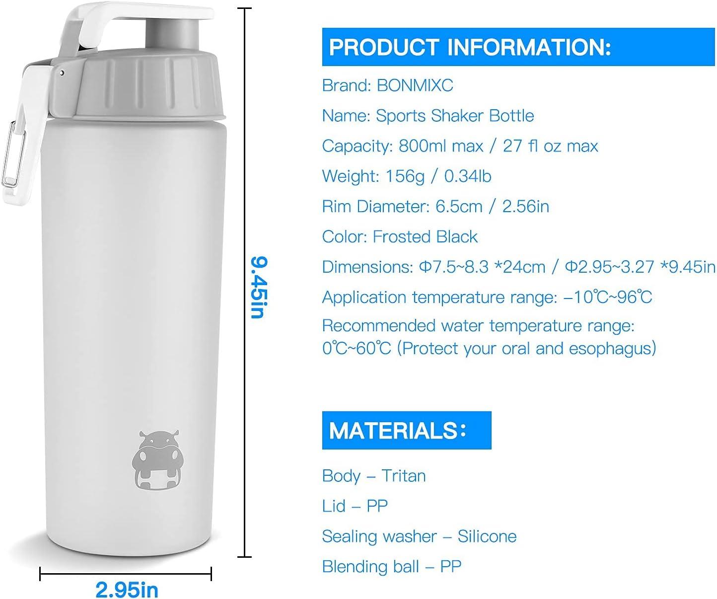 800ml Shaker Bottle Plastic and Silicone Shaker Cup with Built-in