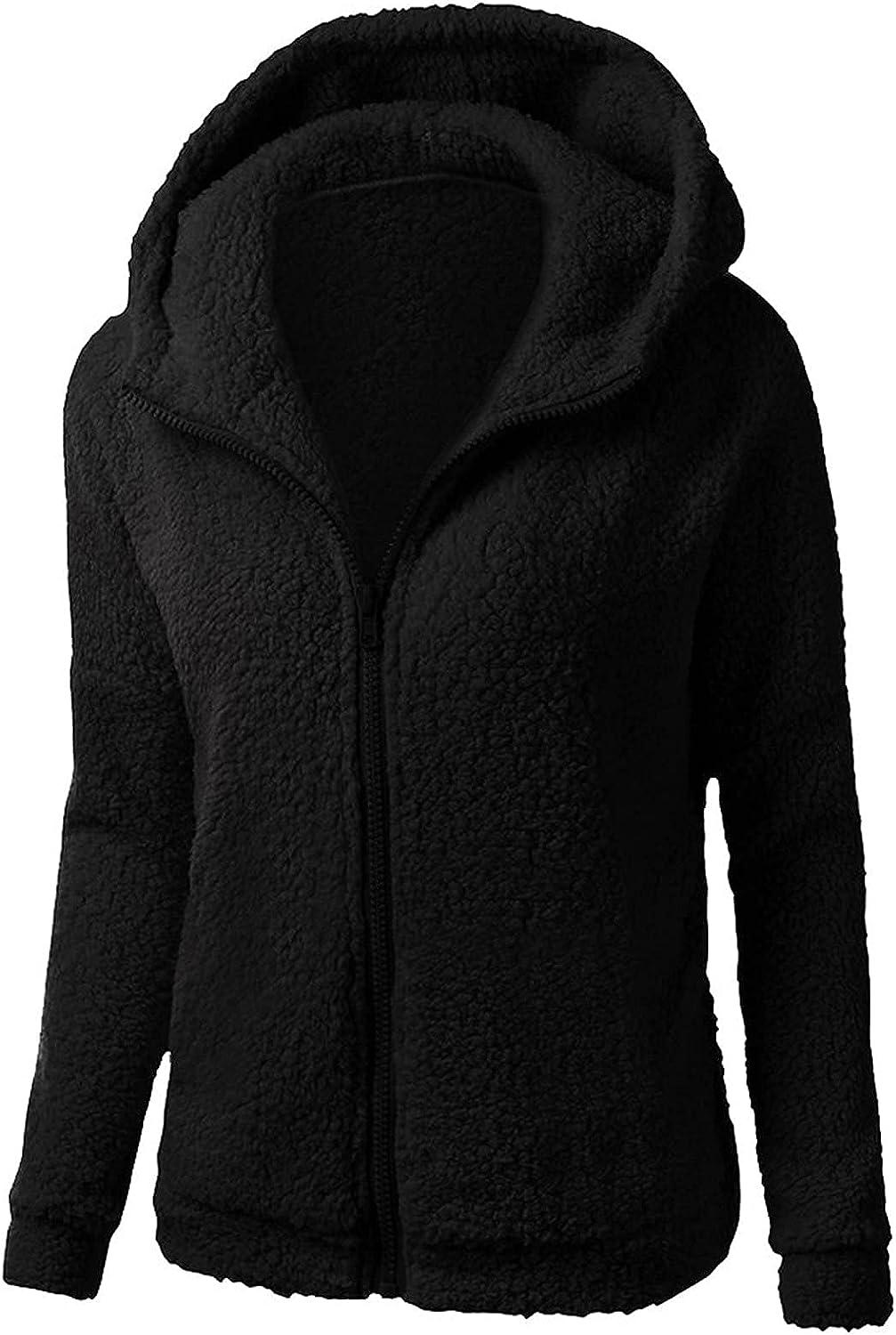 Buy LUGOGNE Womens Winter Coats Casual Warm Thick Jacket Big Fur Collar Zip  Up Hoodie Padded Fleece Oversized Jackets, B-black, 4X-Large at