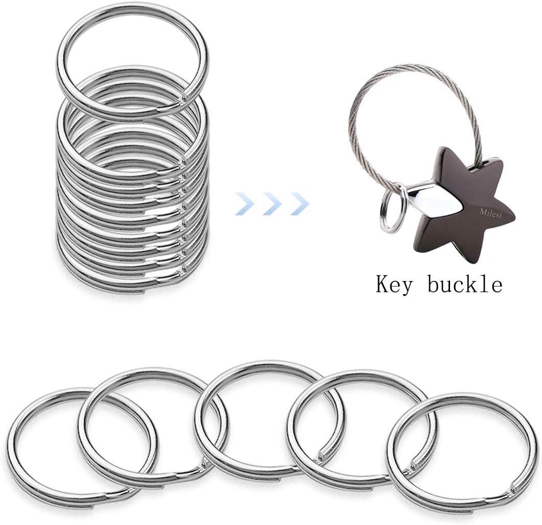Silipac Keychain Rings Bulk 100 Pcs - Split Ring Heavy Duty Crafts DIY Convenient Size 0.9 in (23 mm) - Steel Round Metal Key Rings