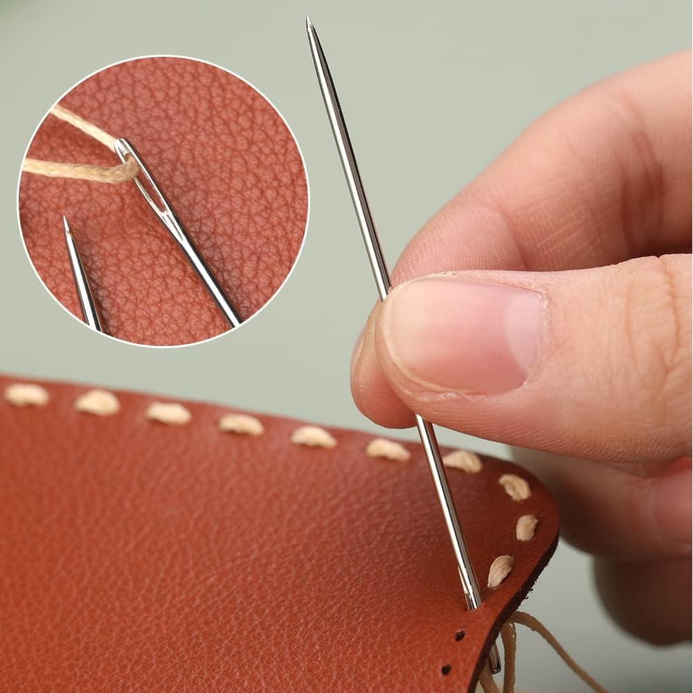 20Pcs Leather Sewing Needles,Heavy Duty Sewing Needle Kit Include Curved  Leather