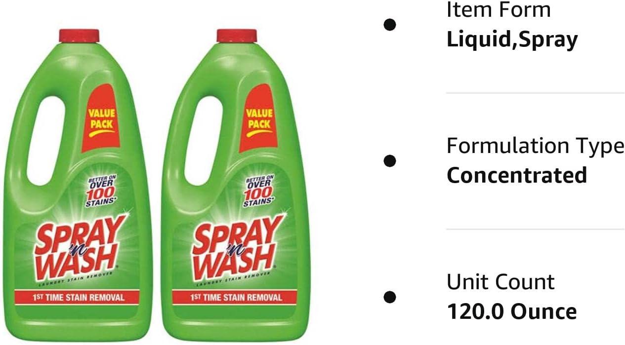 Spray 'n Wash Pre-Treat Laundry Stain Remover Refill, 60 fl oz Bottle (Pack  of 2)