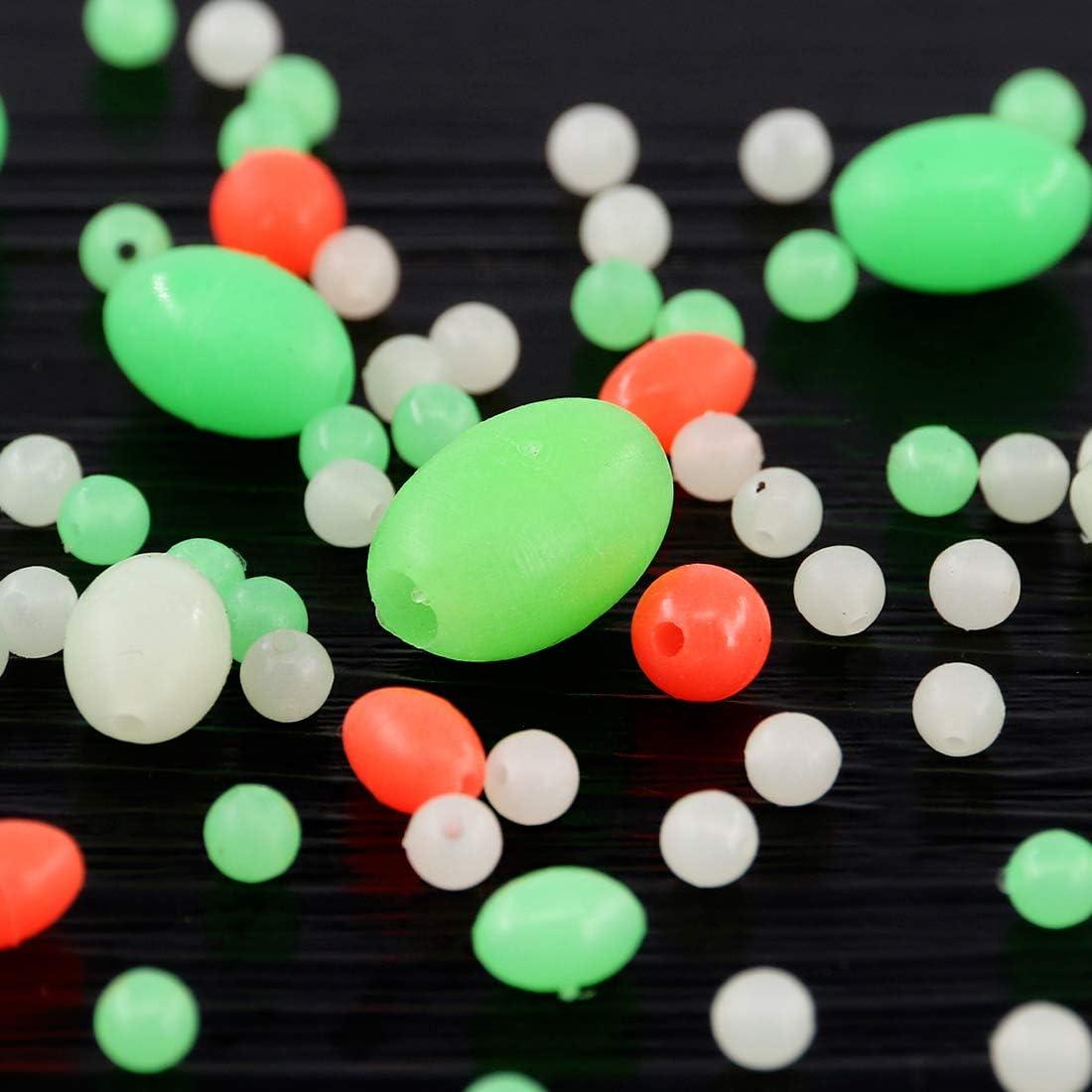 Swpeet 1050Pcs Plastic Oval Shaped Luminous Fishing Beads