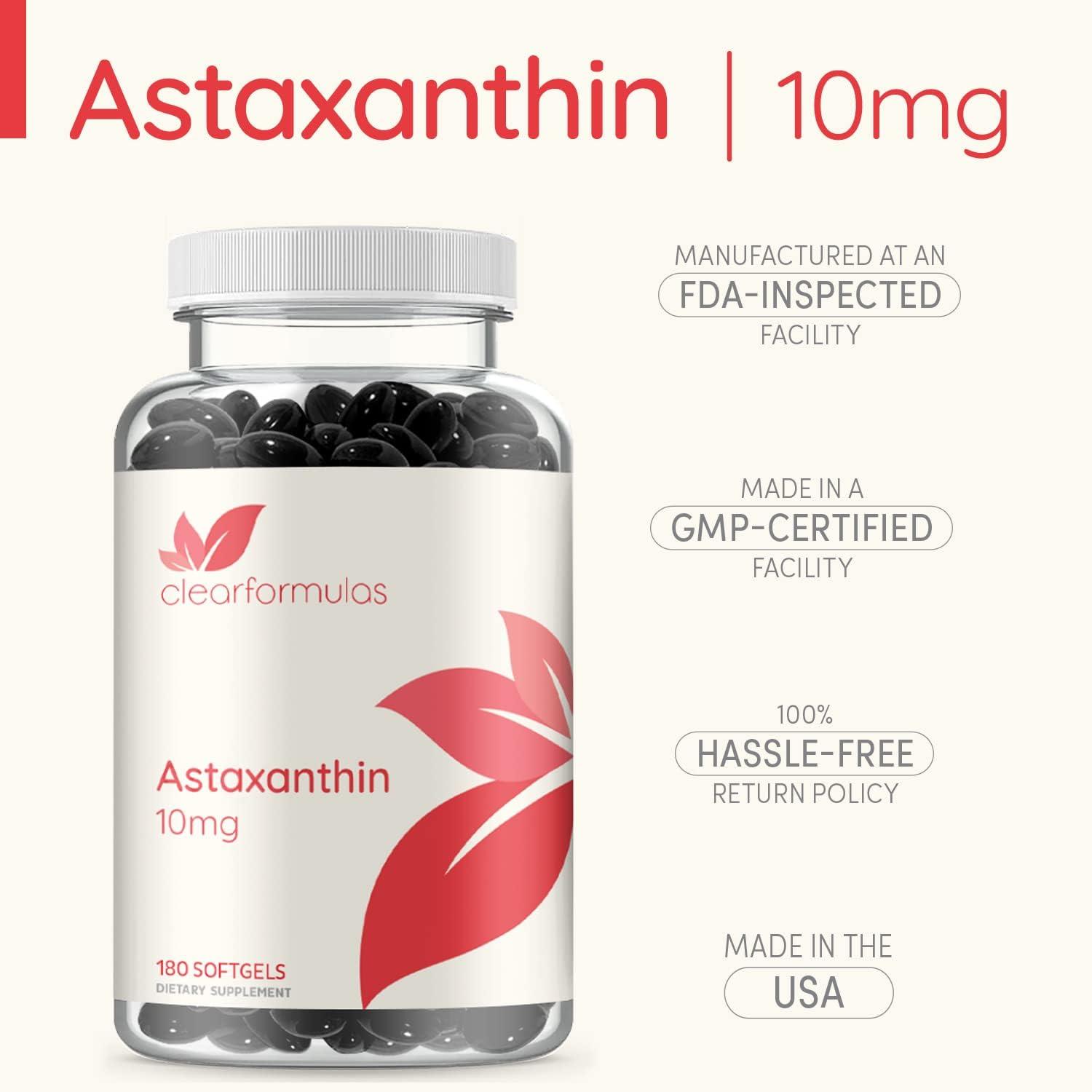 Clearformulas Astaxanthin 10mg 180 Softgels Max Strength Astaxanthin Supplement 