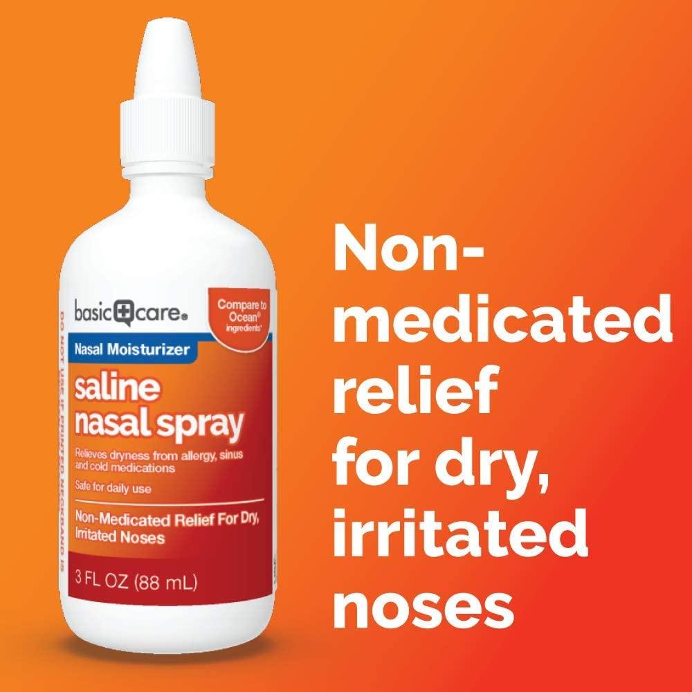   Basic Care Premium Saline Nasal Moisturizing Spray, 1.5  Fluid Ounces,Clear : Health & Household