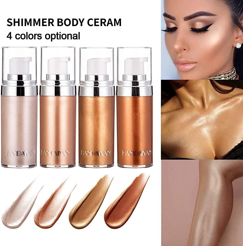 Body Glitter, Face Highlighter Makeup, Face Body Shimmer Glow Illuminator,  Bronzer * Shimmer Foundation Blush, Lip Eye Hair Body Glitter Powder Ma