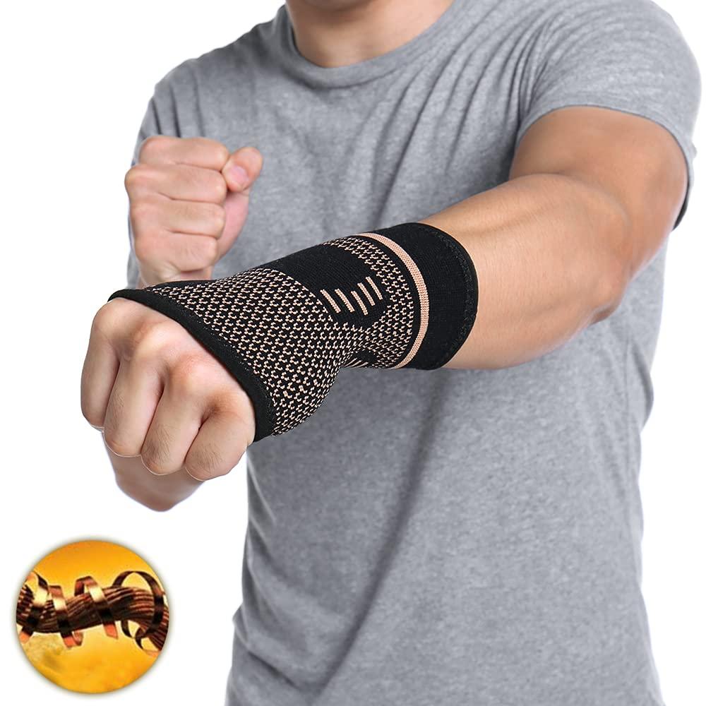 Copper Compression Hand And Wrist Sleeves Brace Support For Men & Women -  Pain Relief, Injury Recovery, Suitable For Sports Protection (1pcs, Black)