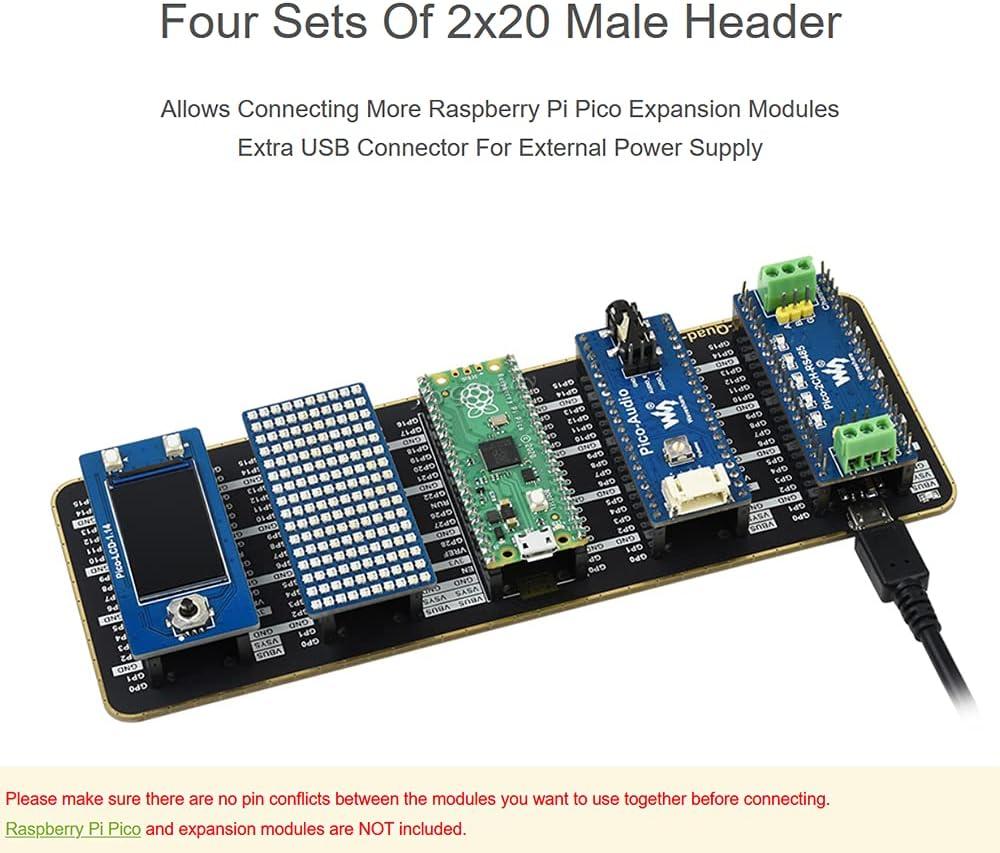 Quad Gpio Expander For Raspberry Pi Pico For Connecting More Expansion Modules Four Sets Of Male 3012