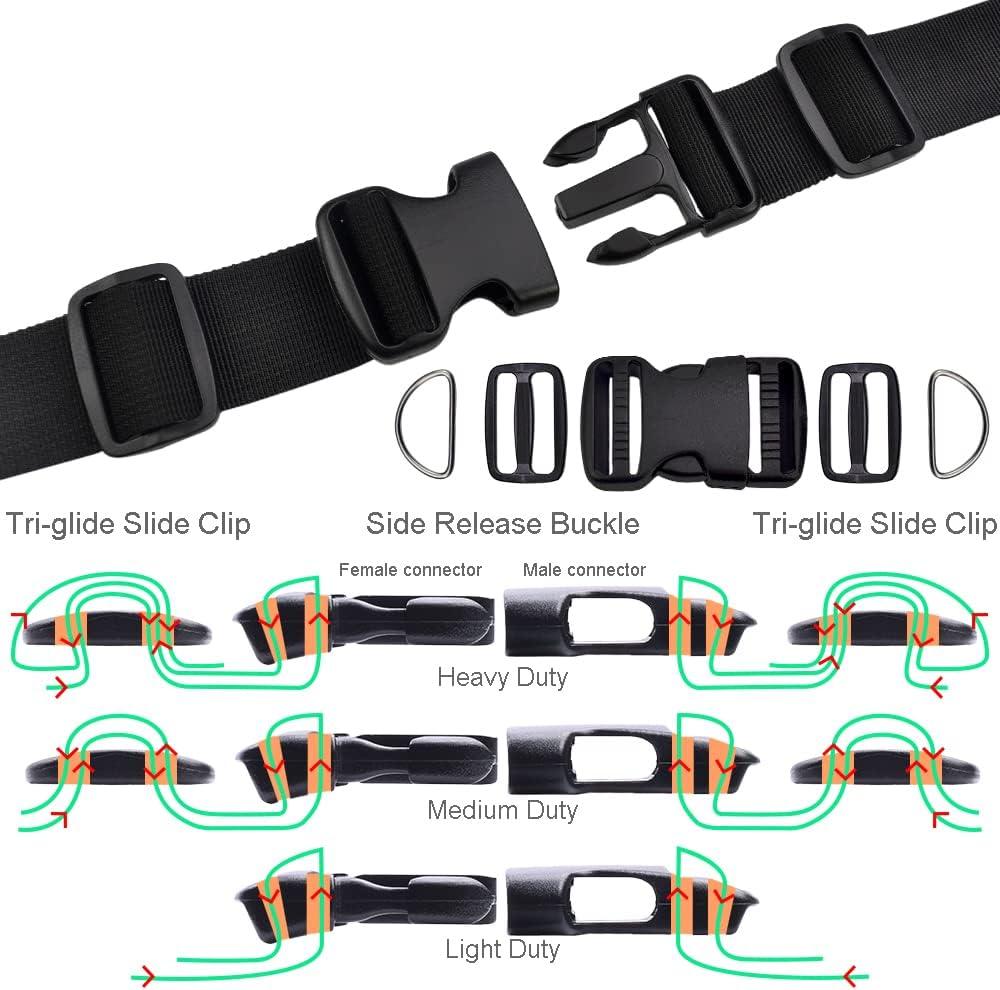 5 pcs 1 inch Strong Heavy Slider Adjustable Webbing Strap Release Buckles  for Backpack Webbing Accessories for 25mm 