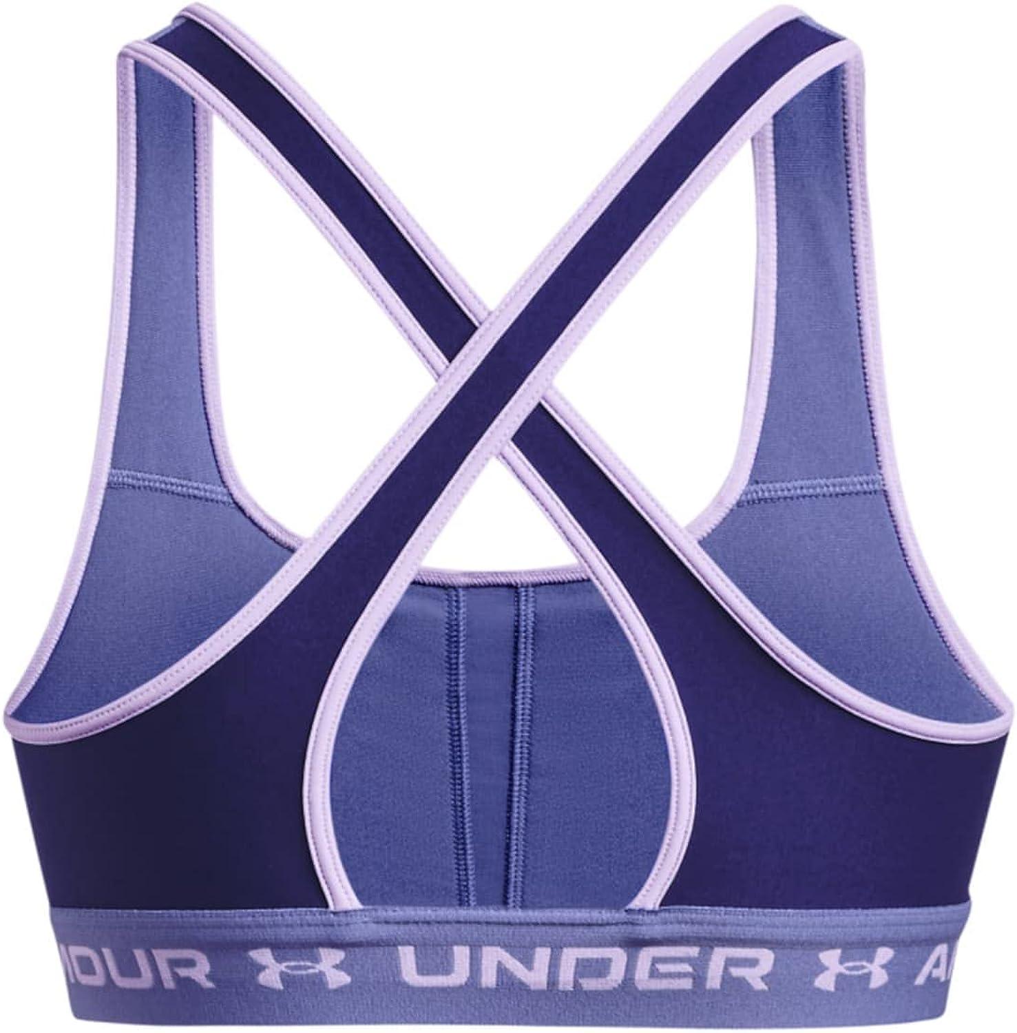 Under Armour Womens Crossback Mid Impact Sports Bra (468) Sonar Blue / /  Baja Blue Large