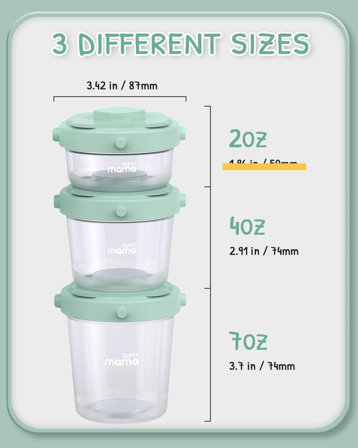 SUPERMAMA Plastic Baby Food Containers 12 Set(2/4/7oz),Stackable Baby Food  Storage Containers with Lids,Baby Food Jars for Snack,Puree,Freezer