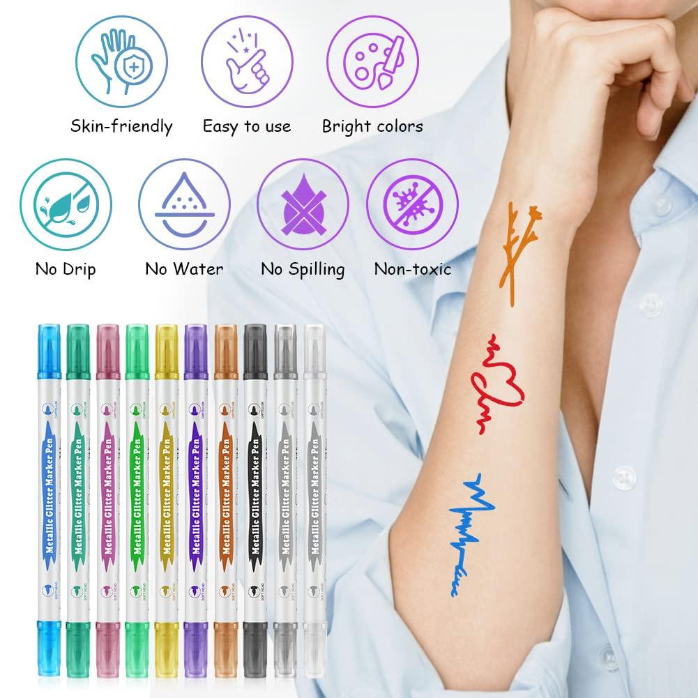 Amazon.com : Tattoo Markers Pen, Washable Easy Colored Double Head Tattoo  Markers for Skin with Pen Caps Makeup Skin Marker Pen for Temporary Tattoo  (Blue) : Beauty & Personal Care