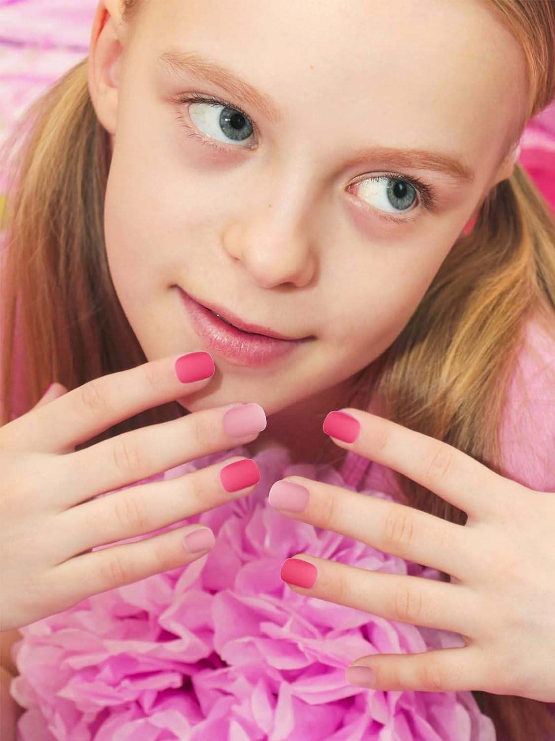 120Pcs Child Nail Tips Kids Girls Full Cover Press On False Nails Manicure  Tools | eBay