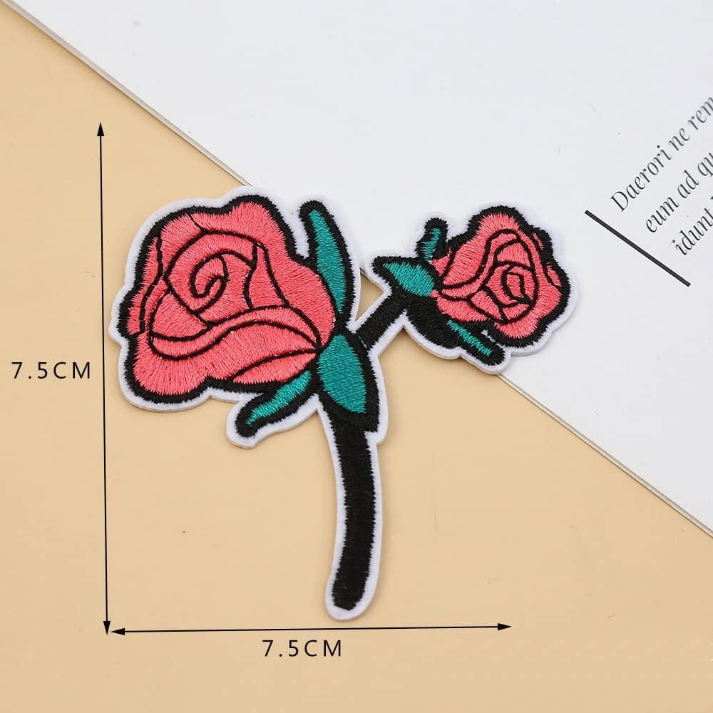 Rose Flower Stick On Patches Self Adhesive Embroidery Floral