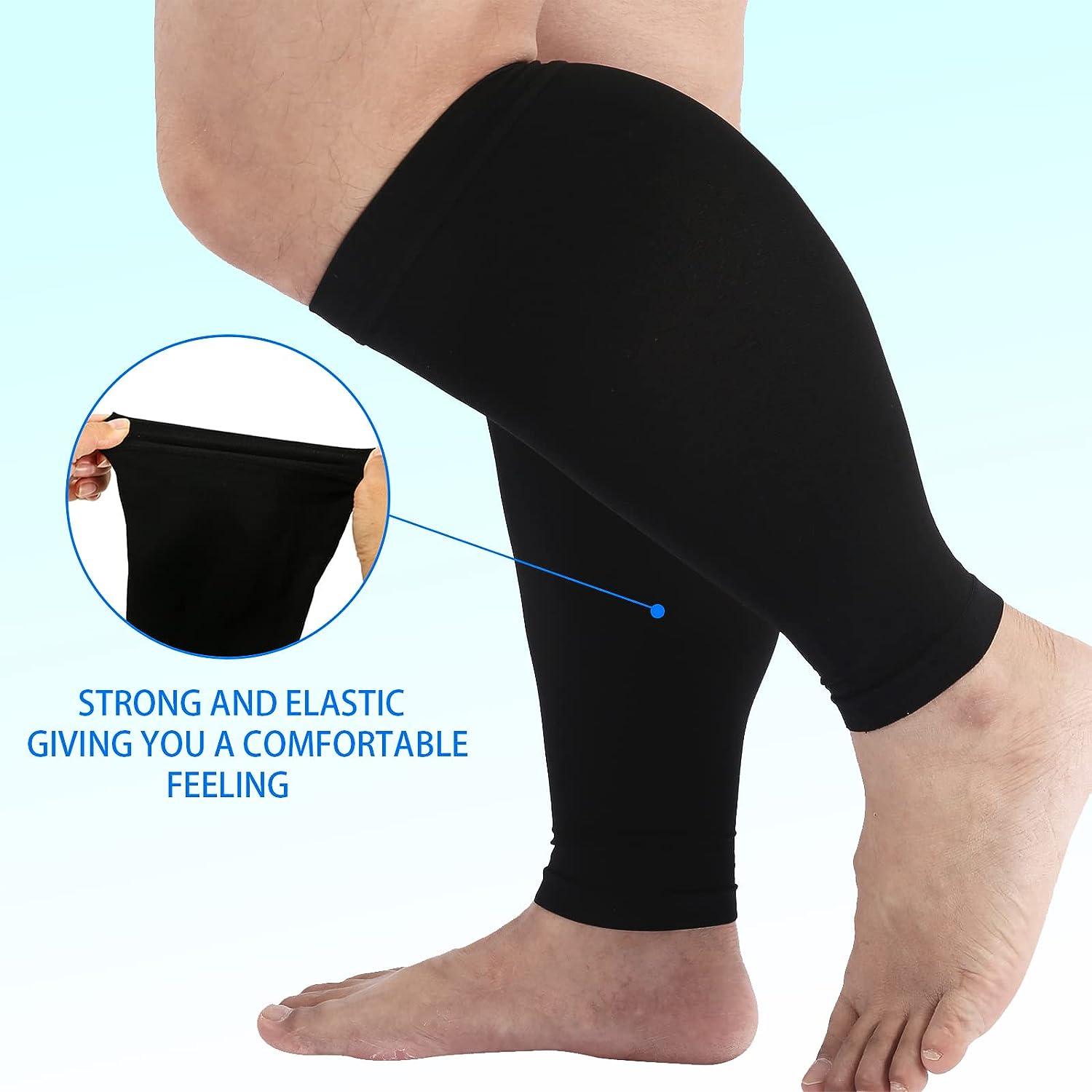 Calf Compression Sleeves For Men & Women - Leg Compression Sleeve -  Footless Compression Socks for Shin Splint &Varicose Vein Black 3X-Large