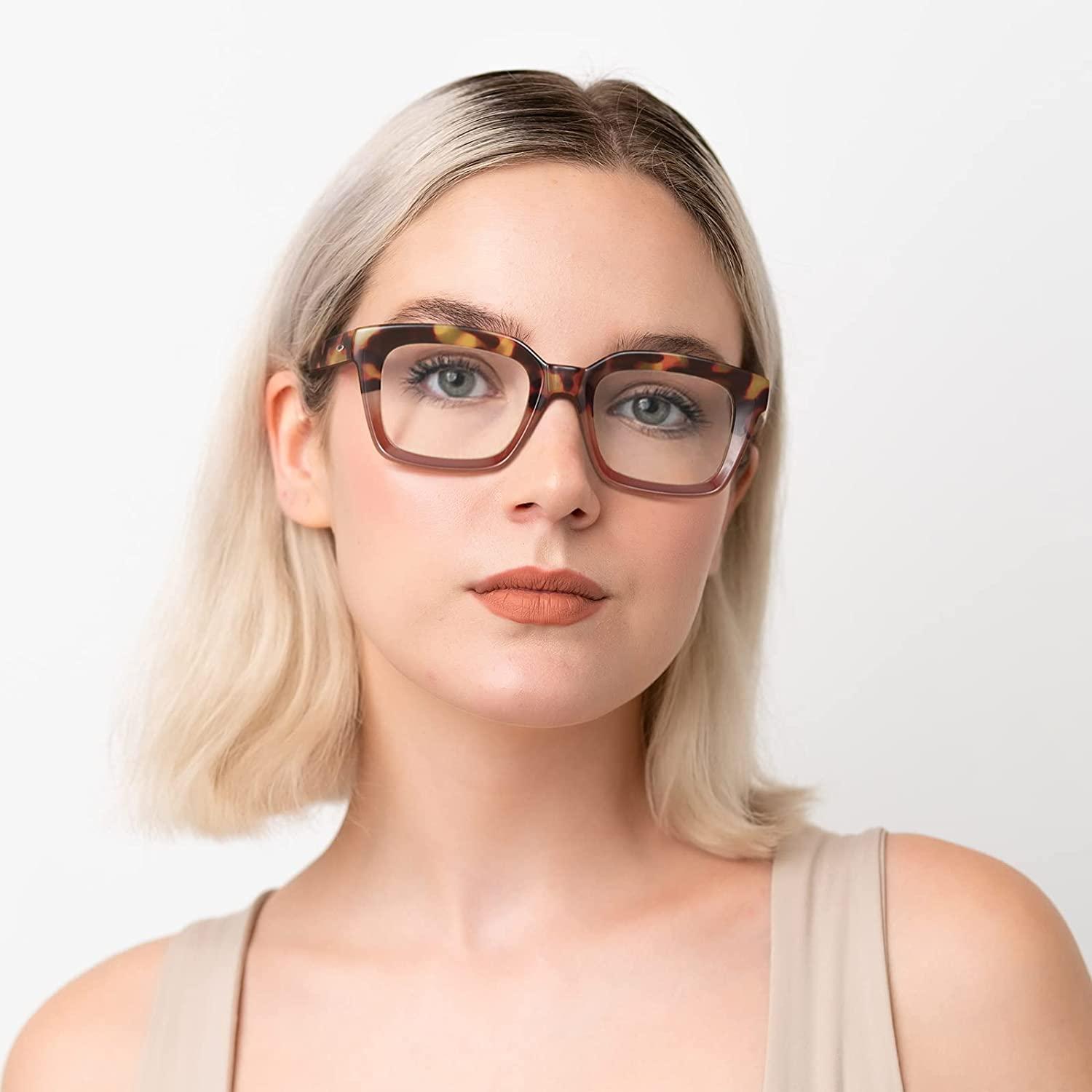 Oversized Square Reading Glasses Women Fashion Optical Eyewear +