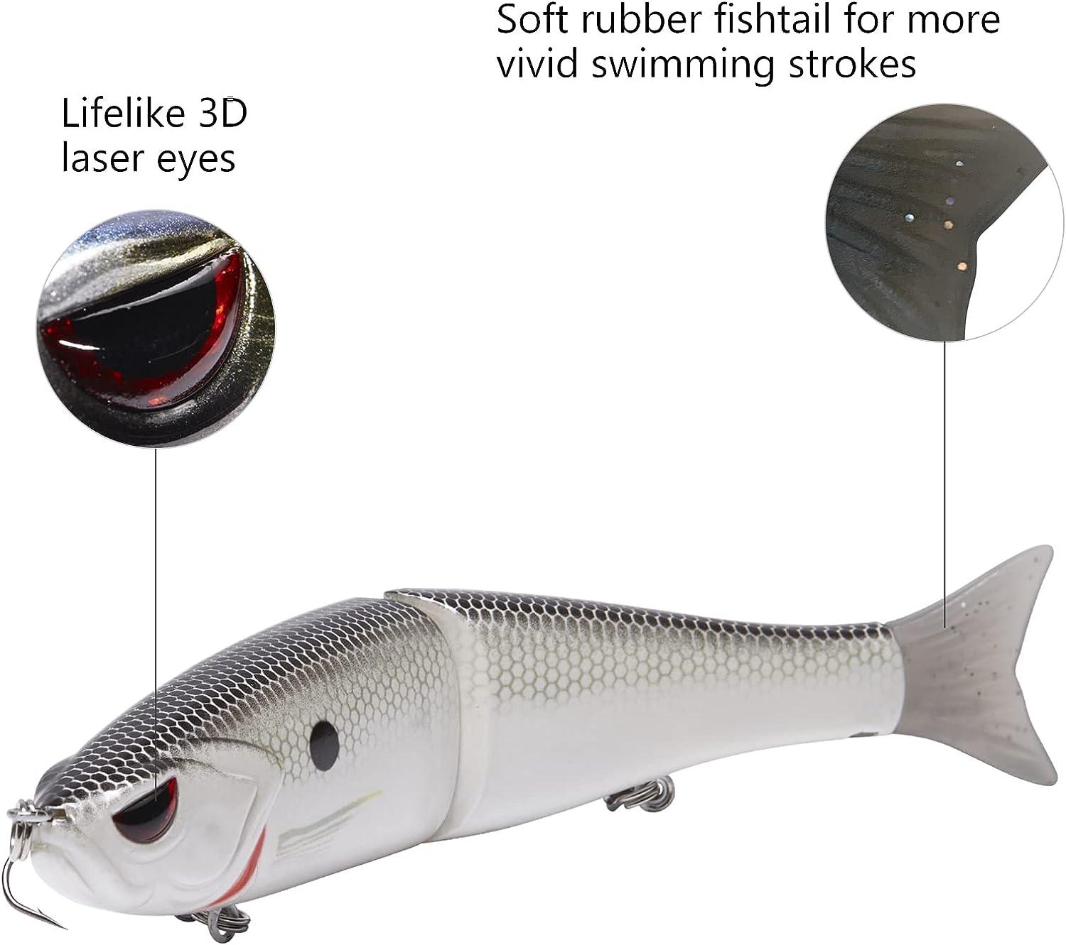 Bassdash SwimShad Glide Baits Jointed Swimbait Bass Pike Salmon Trout  Muskie Fishing Lure,3-Pack