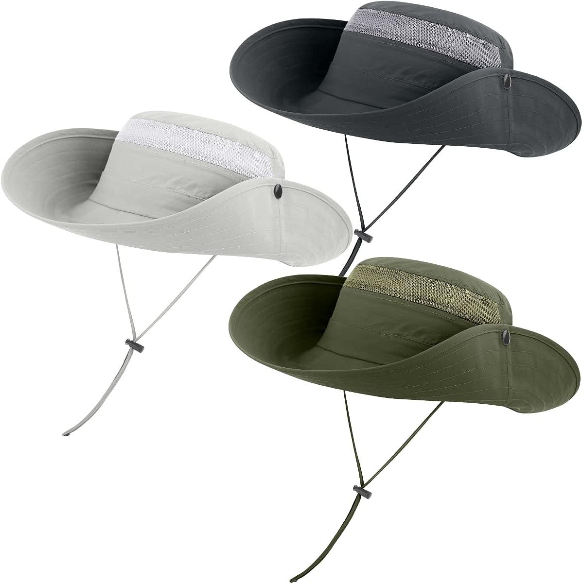 3 Pack Mens Boonie Sun Hat UV Protection Outdoor Bucket Fishing