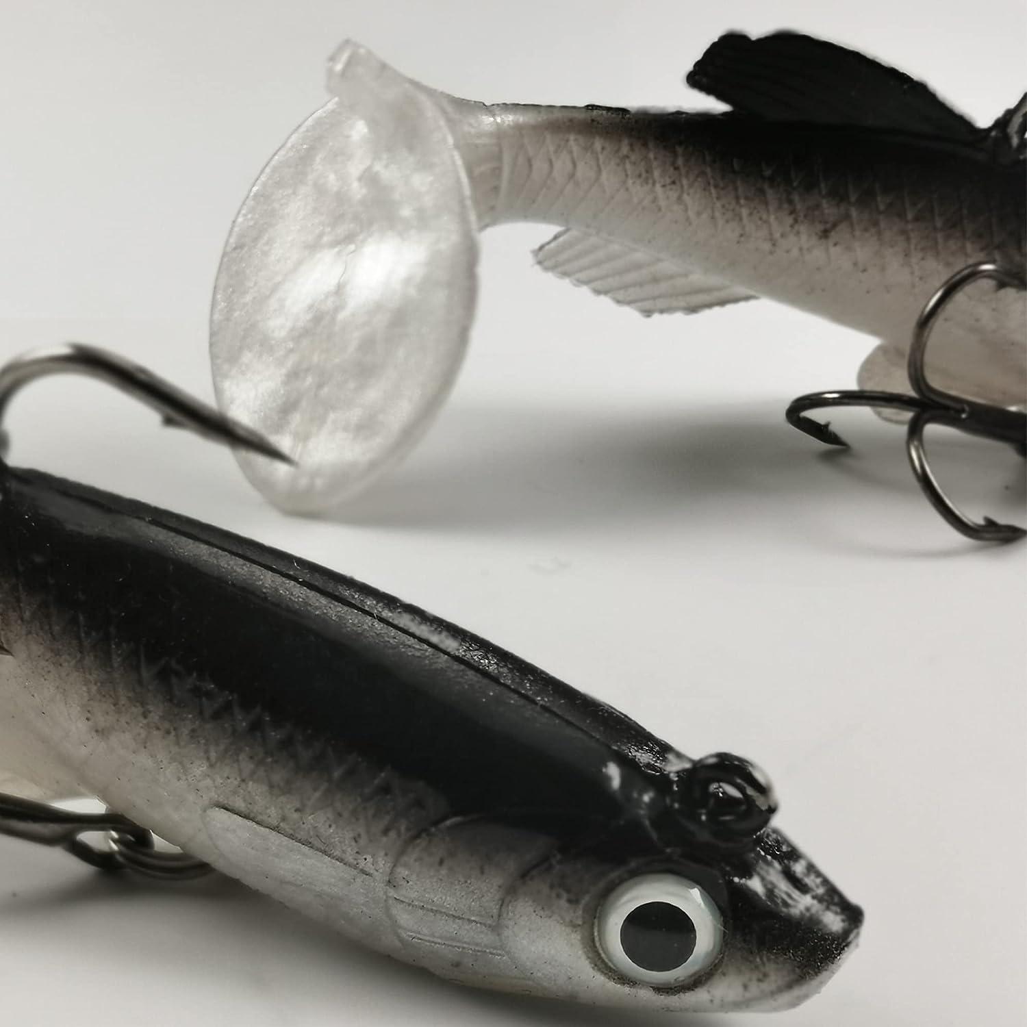 Maoww 3Pcs Lure Bait Fishing Soft Head Fish Bass Hook Artificial
