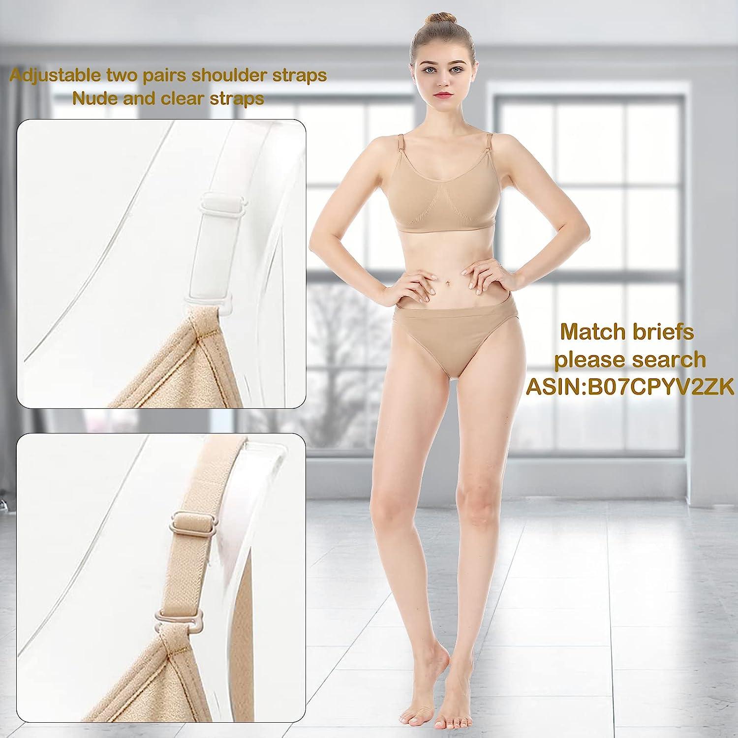iMucci Professional Beige Backless Dance Bra No Sponge Seamless Wire-Free  Bras for Women Girls Ballet Dance Party Cup A B C
