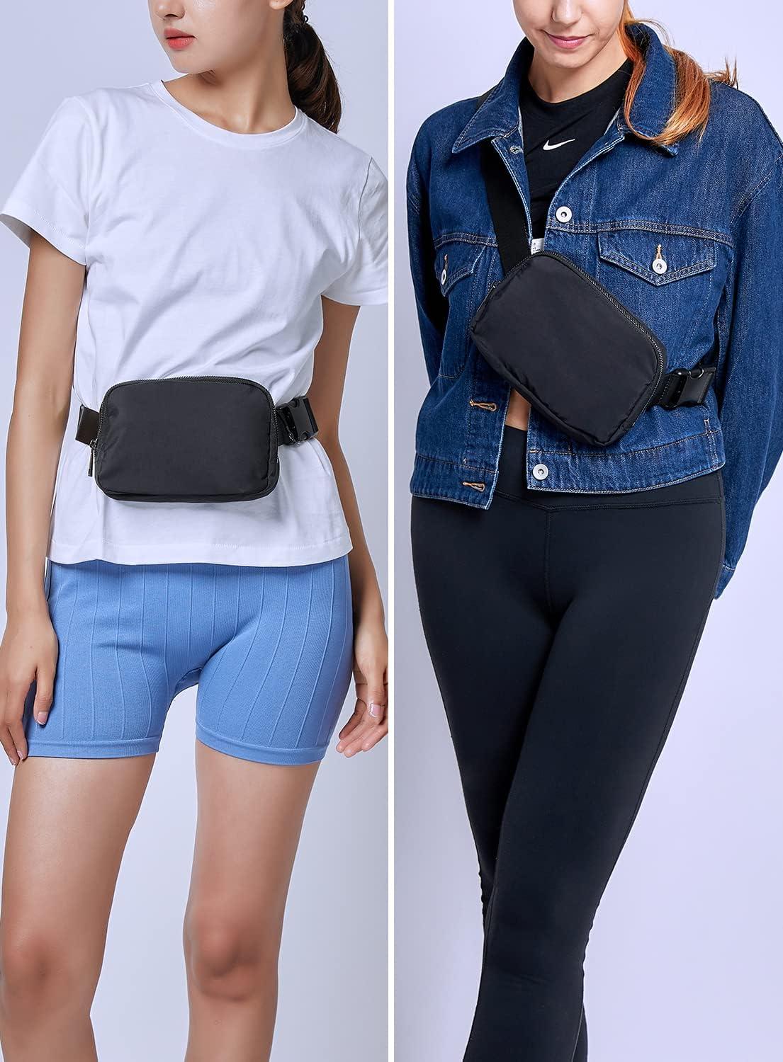 HVJCEZ Belt Bag for Women Men, Fashion Crossbody Fanny Packs Waterproof  Mini Waist Bag Bum Bag with Adjustable Strap for Running, Hiking, Walking  and Travel Black