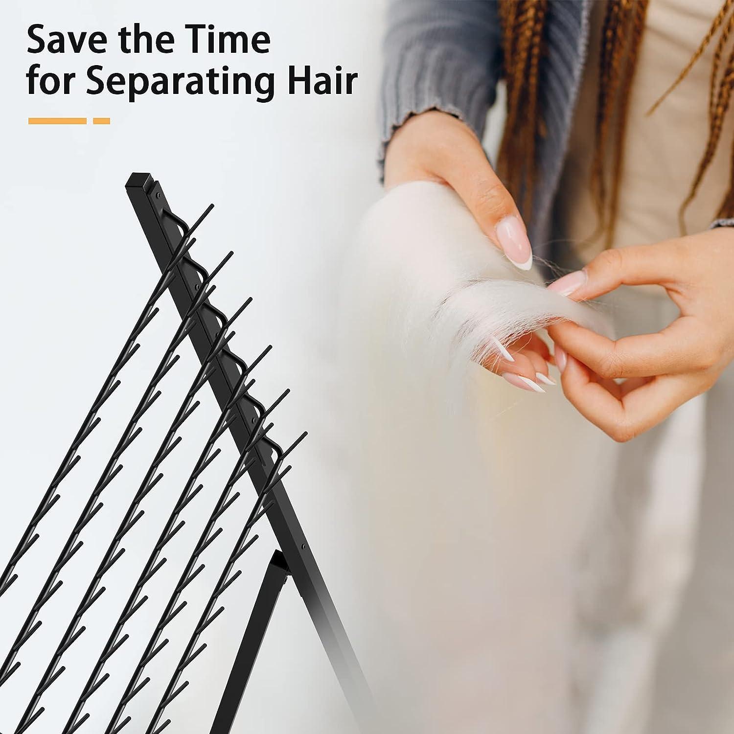 Winartton Metal Braiding Hair Rack Hair Holder for Braiding Hair with 72  Fixed Pegs Foldable Hair Stand Hair Divider for Saving Time Hair Separator  Extension Stand for Braiding