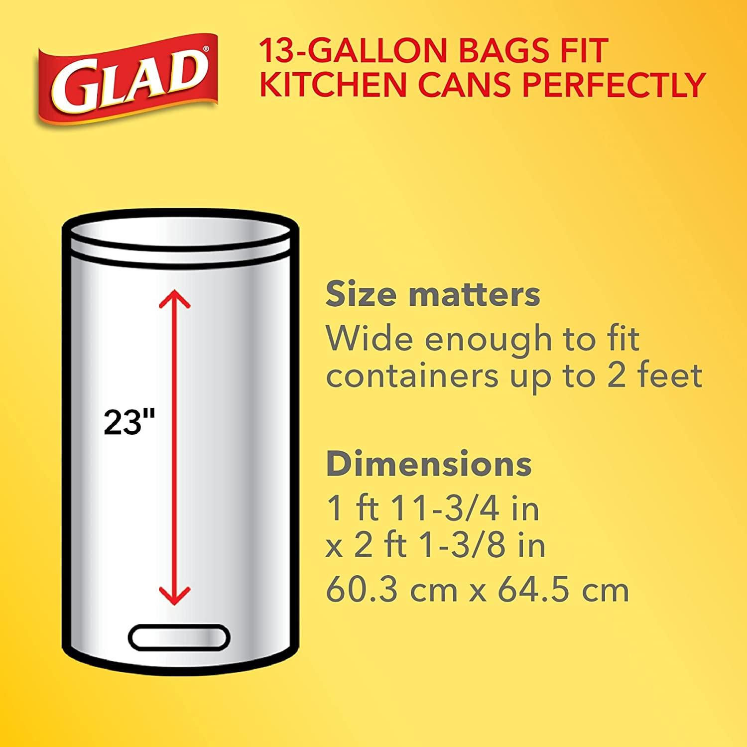 Glad ForceFlex Tall Kitchen Drawstring Trash Bags 13 Gallon Grey