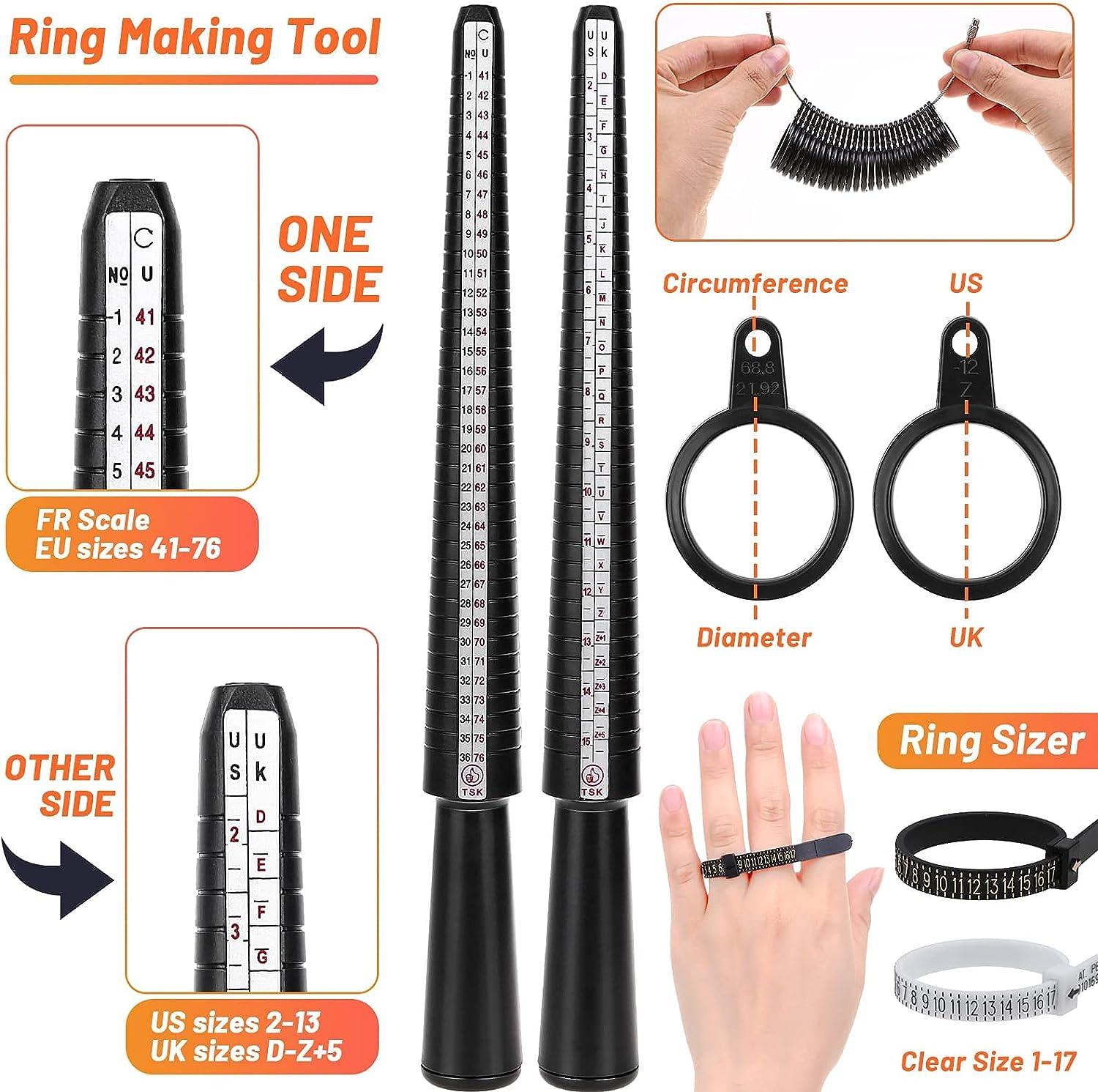 u/d Ring Making Kit,Ring Size Measuring Tool, Ring Sizer Gauge, Finger Size  Gauge with Ring Mandrel, Jewelry Wire and Crystal Stone Beads for Jewelry  Making Kits, Black price in Saudi Arabia