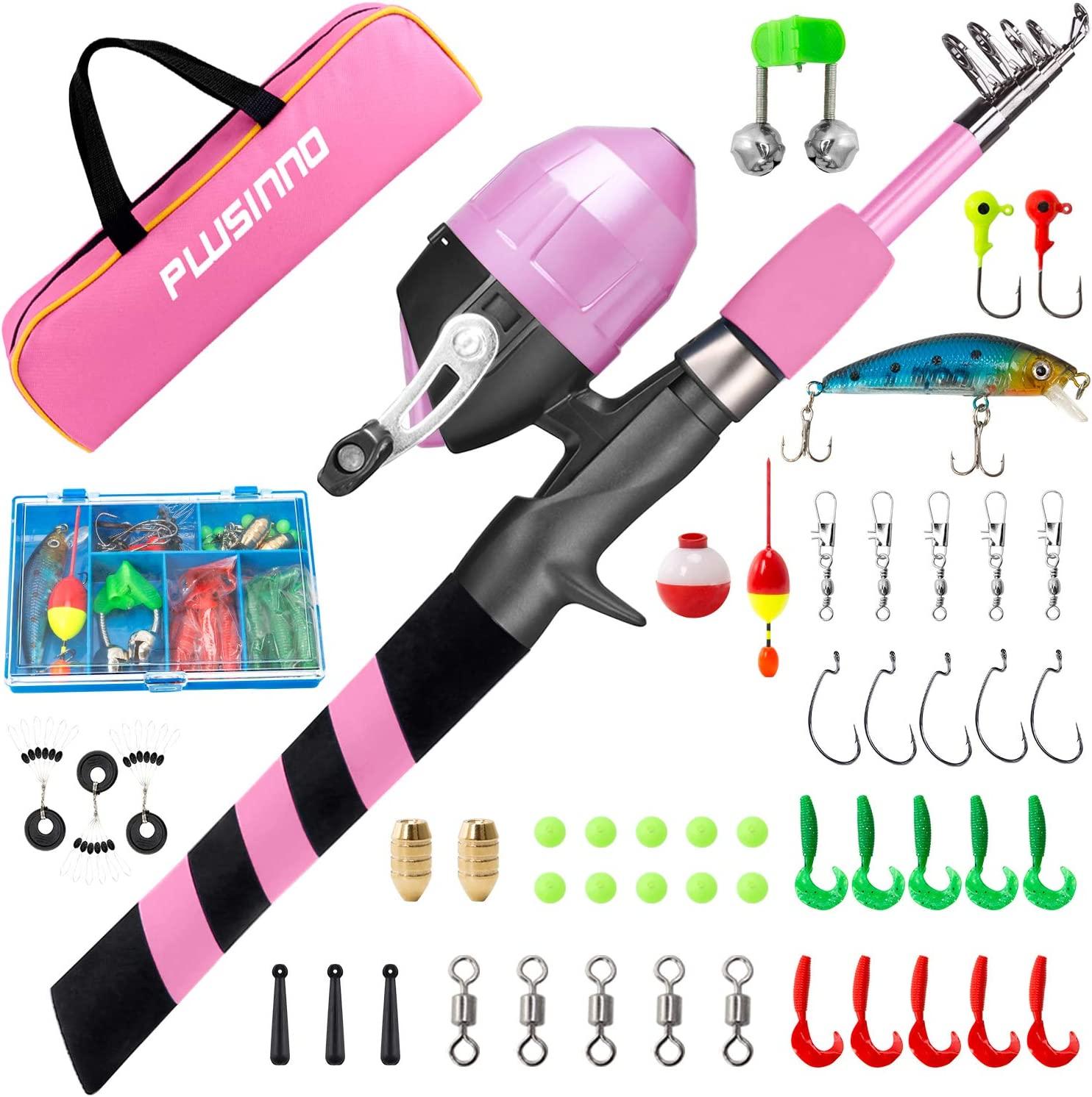 Buy ODDSPRO Kids Fishing Pole Pink, Portable Telescopic Fishing