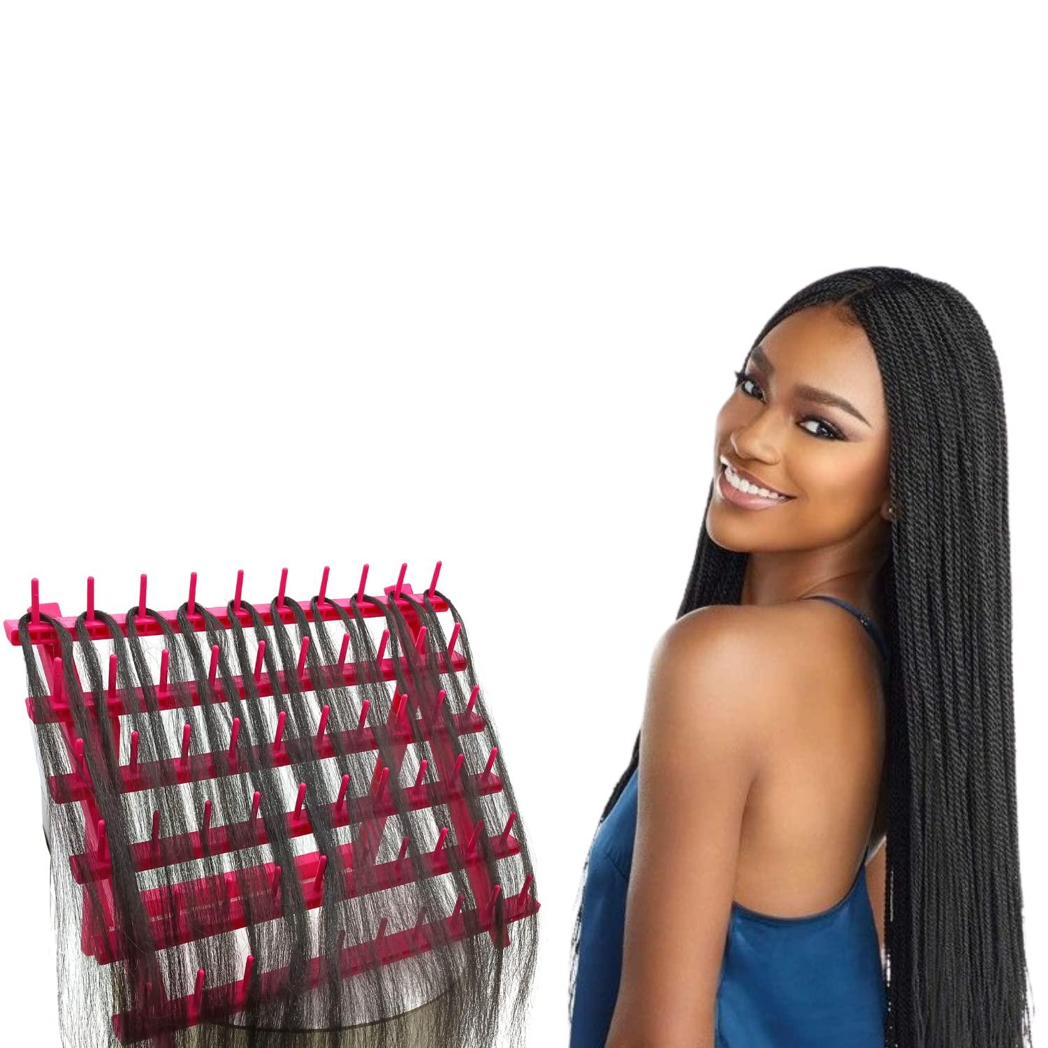 poipoilu Braid Rack 120 Pegs, Braiding Hair Rack Standing for Braiding  Hair, Crochet Hair Rack Tools for Braiders (120spool-red)