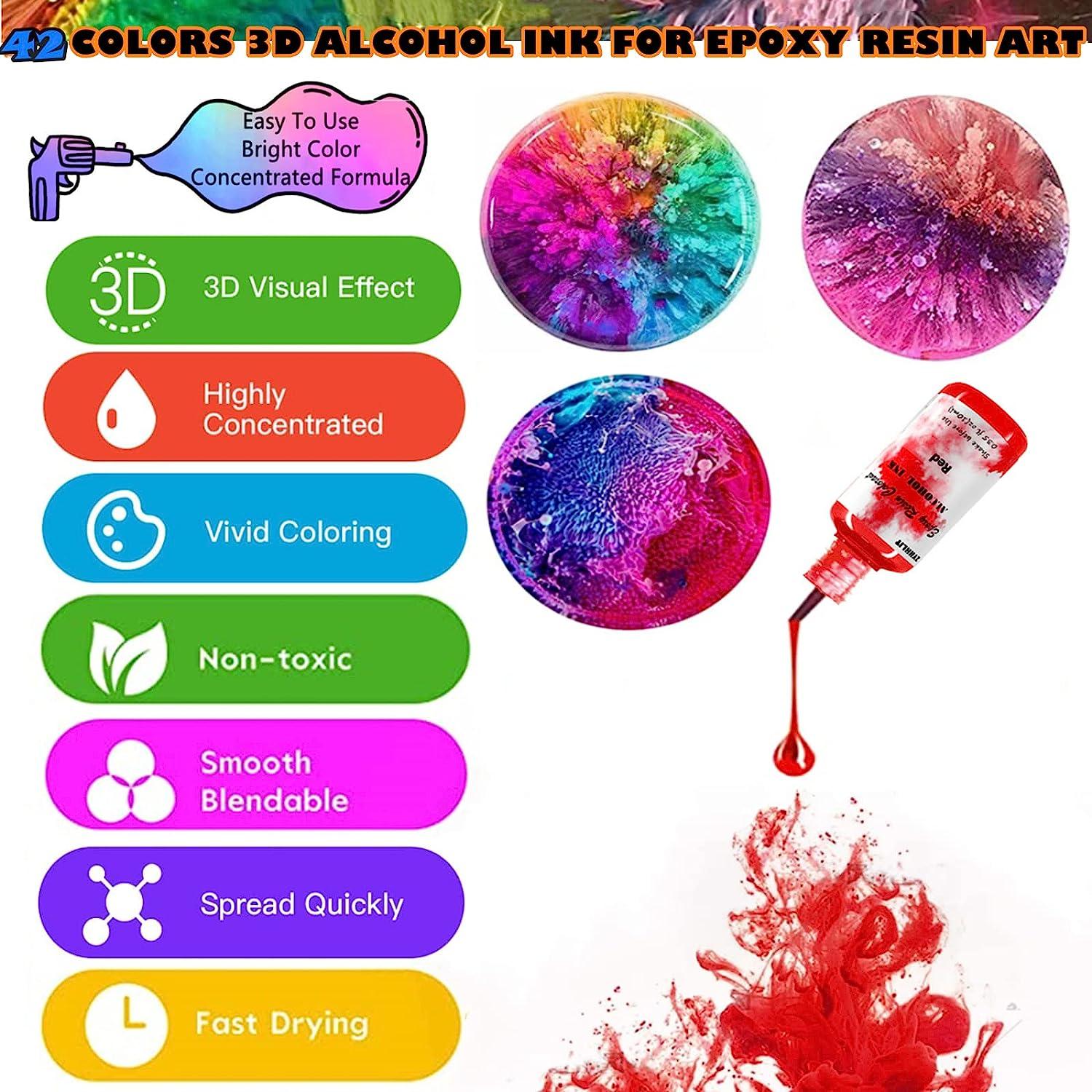 Metallic Alcohol Ink Set - 20 Metal Colors, Concentrated Alcohol-Based Ink,  Epoxy Resin Paint Dye for Resin Coasters, Acrylic Painting, Tumbler