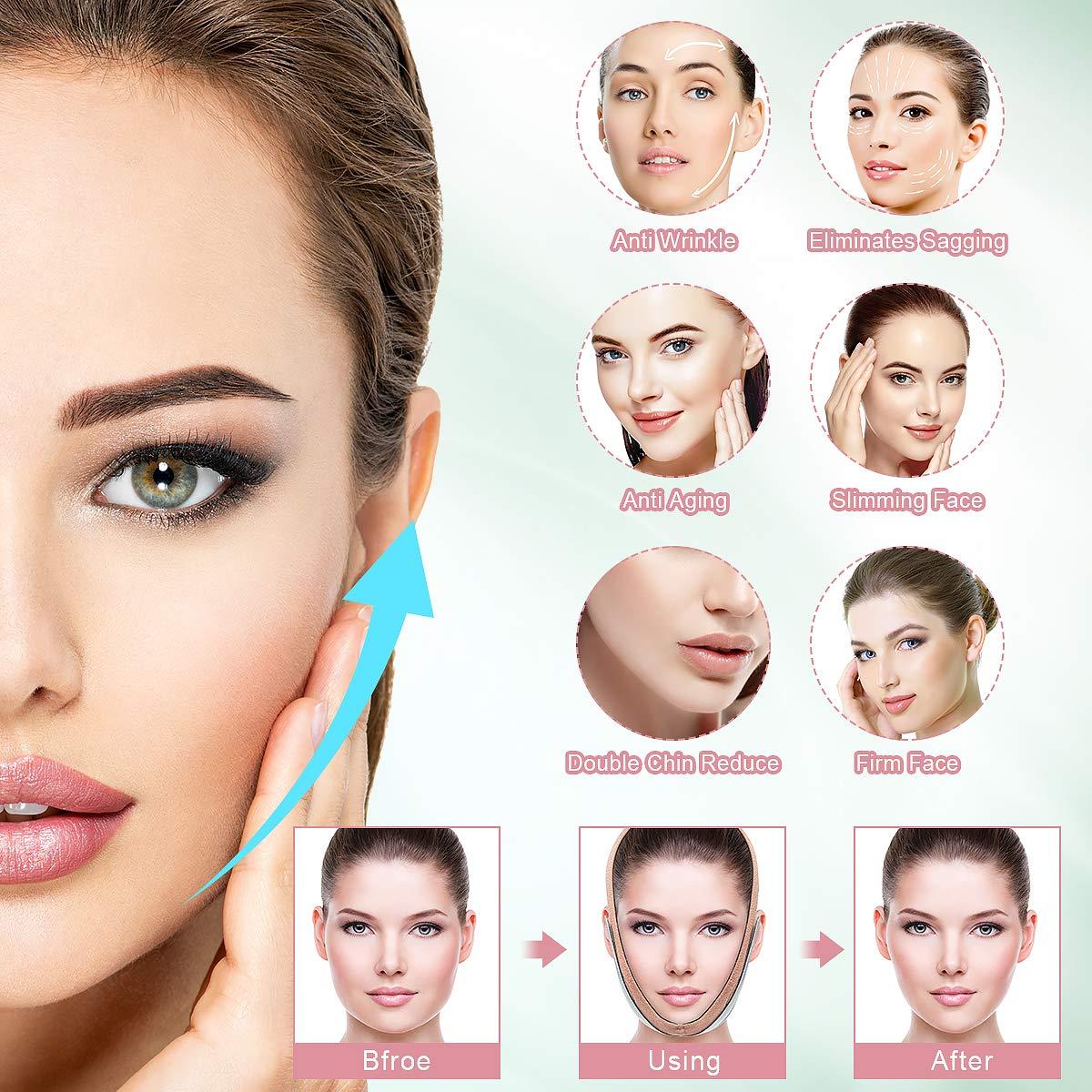 Facial Slimming Strap, Facial Weight Lose Slimmer Device Double Chin  Lifting Belt for Women Eliminates Sagging Skin Lifting Firming Anti Aging  Breathable Face Shaper Band 