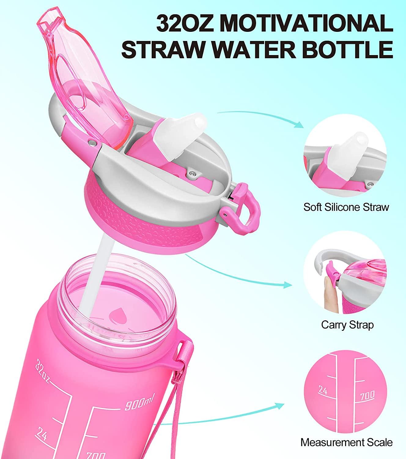 Water Bottle - Sport Water Bottle Drink Silicone Straw Fitness